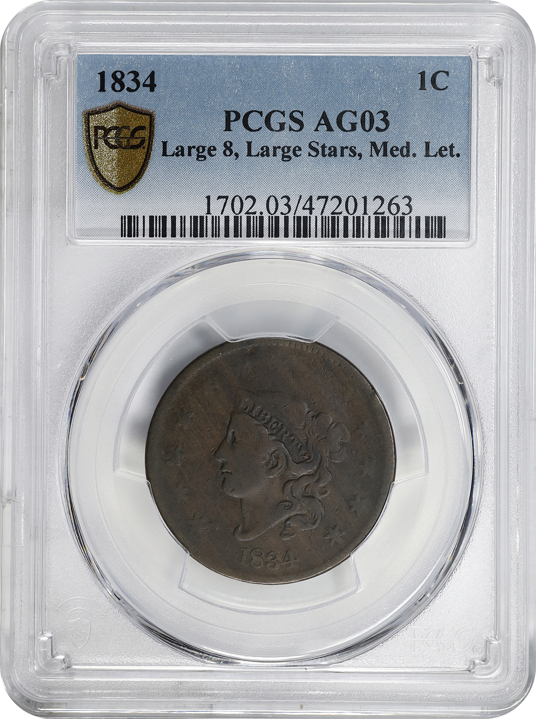 Coronet Head Cent 1c 1816-1839 MS BN [Type] AG3 BN thumbnail 3