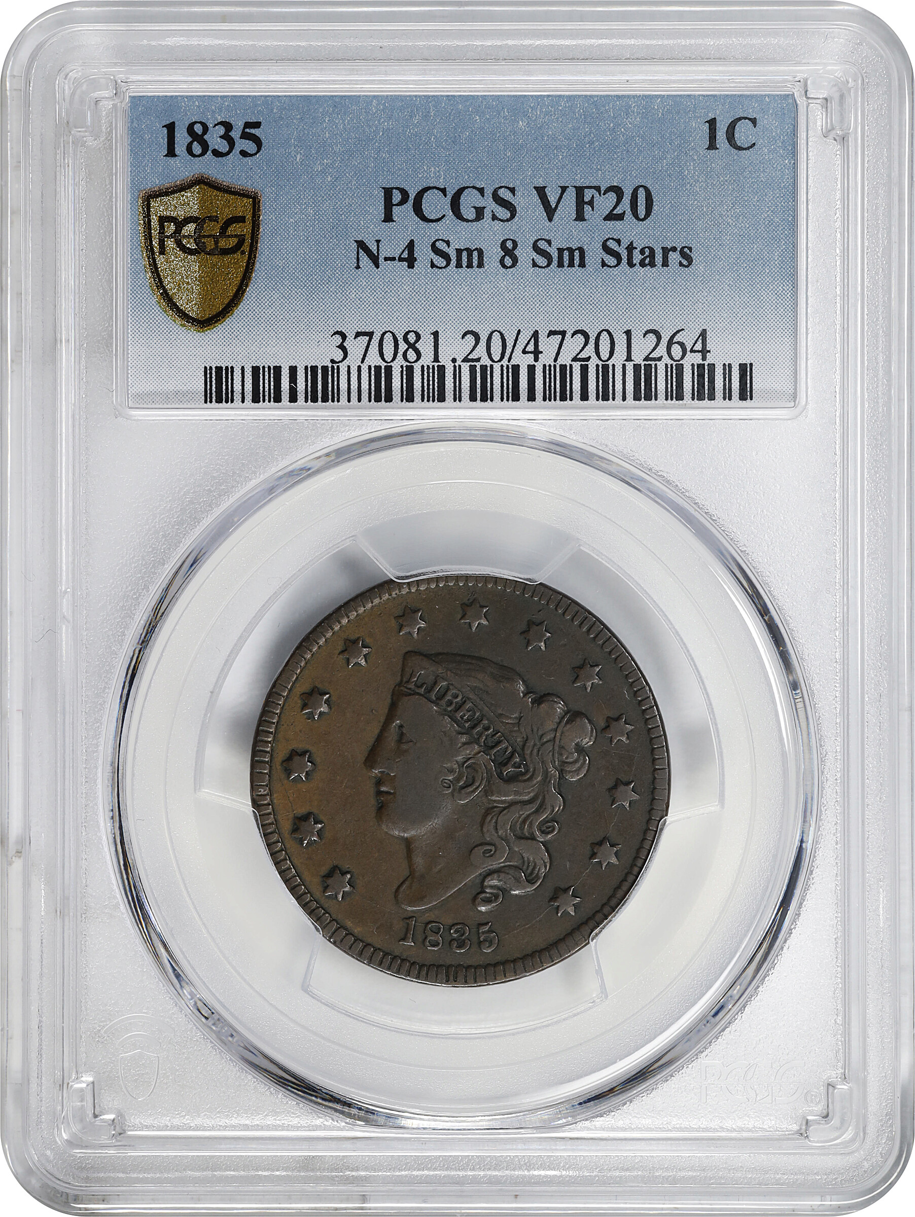 1835 1c Small 8, Small Stars, N-4 MS BN VG10 BN thumbnail 21