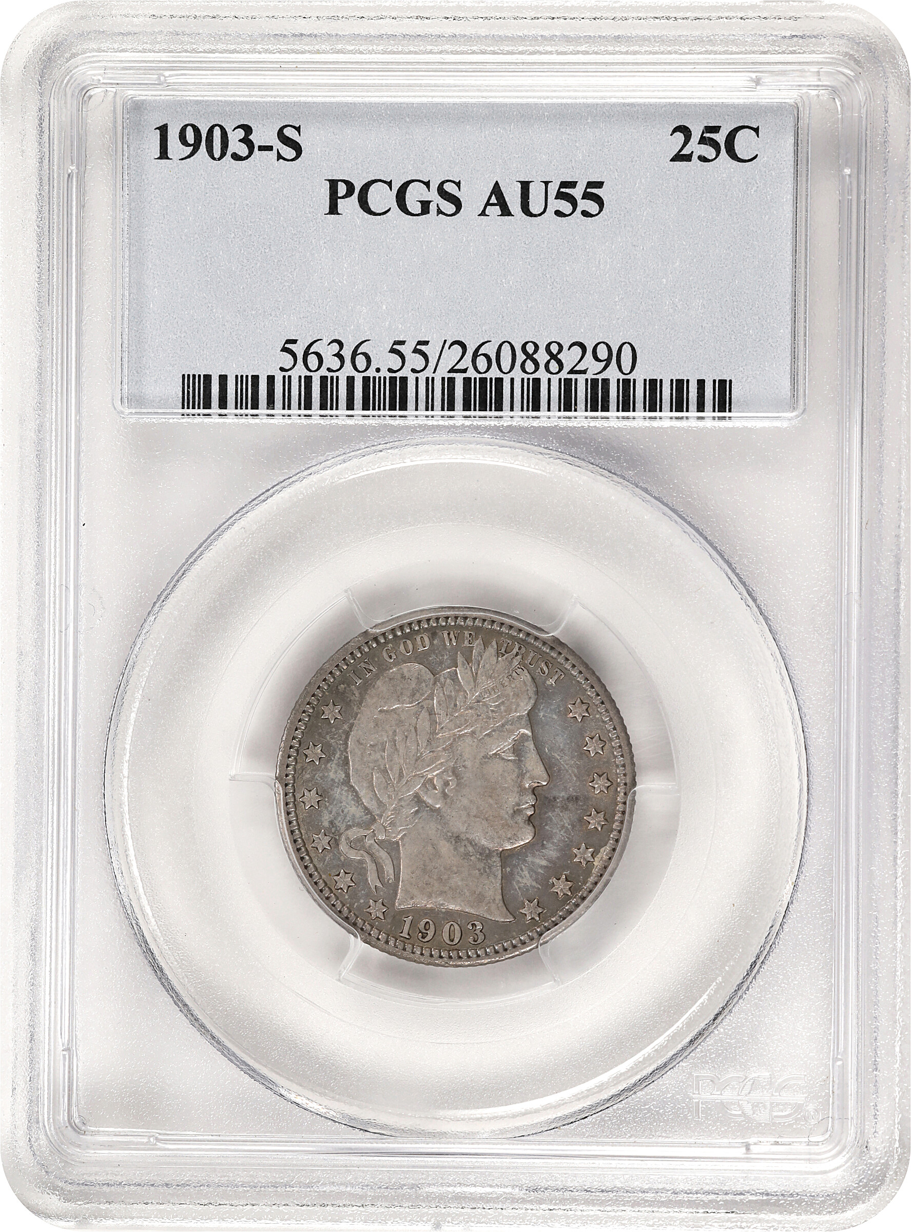 1903-S 25c AU55 CAC thumbnail 4
