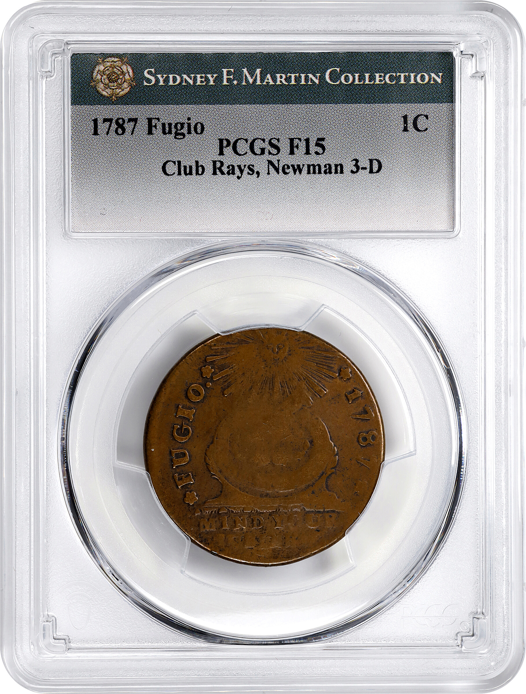 1787 Fugio 1c Club Rays, Rounded Ends, Newman 3-D MS BN AG3 BN thumbnail 12