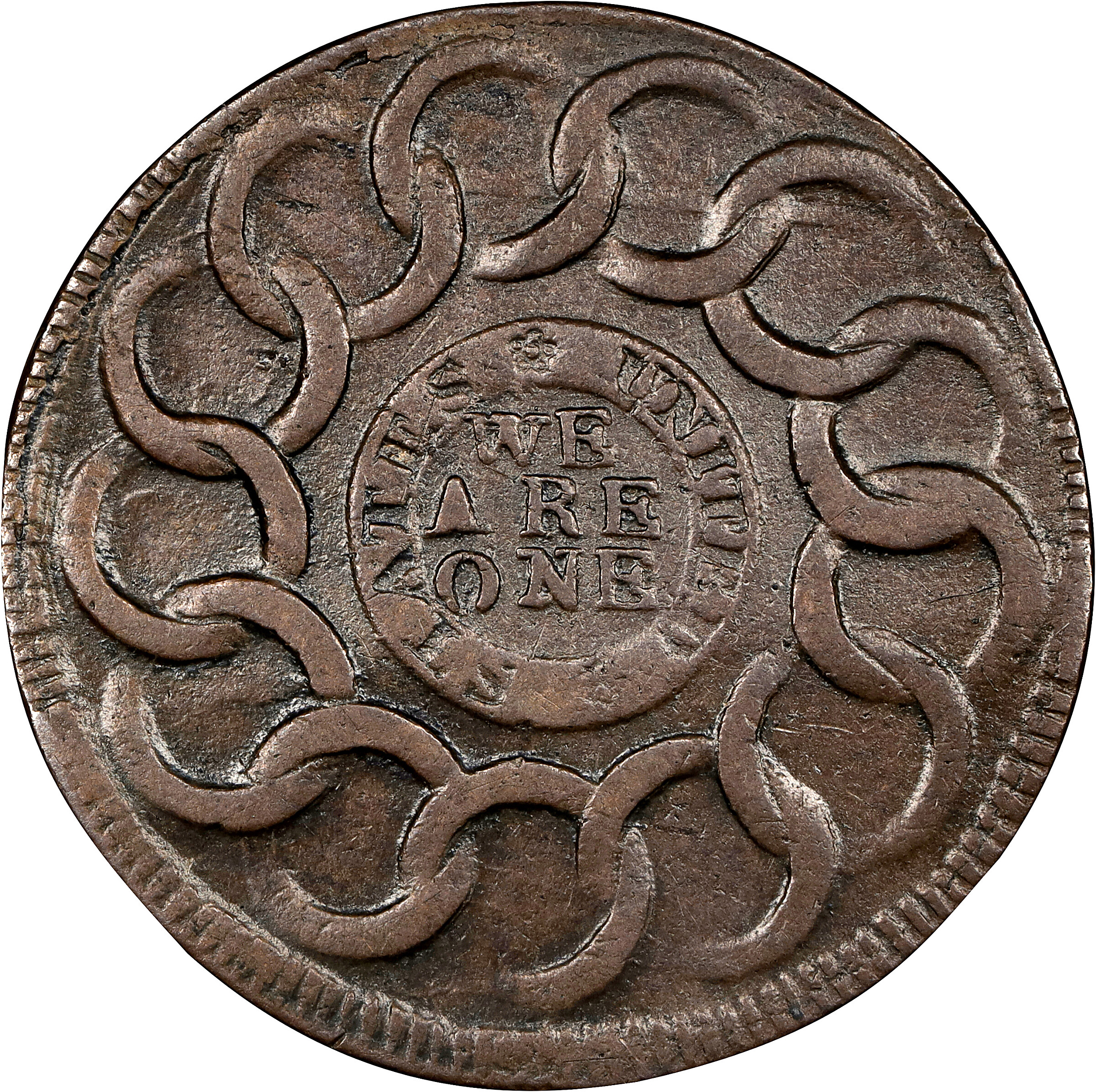 1787 Fugio 1c 4 Cinquefoils, STATES UNITED, Newman 9-P MS BN VF35 BN thumbnail 2