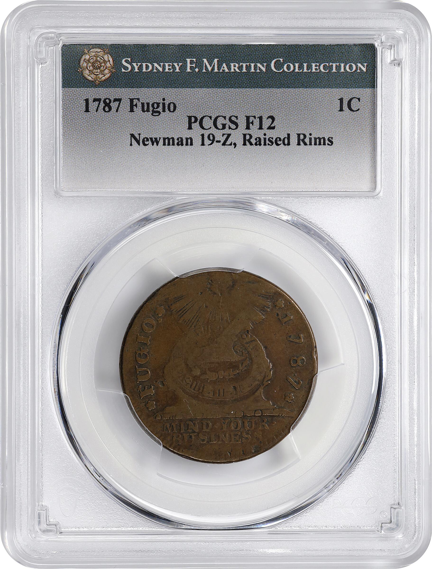 1787 Fugio 1c Cinquefoils, Raised Rims MS BN F12 BN thumbnail 3