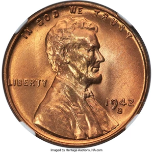 image for: 1942-S 1C MS68 Red NGC....