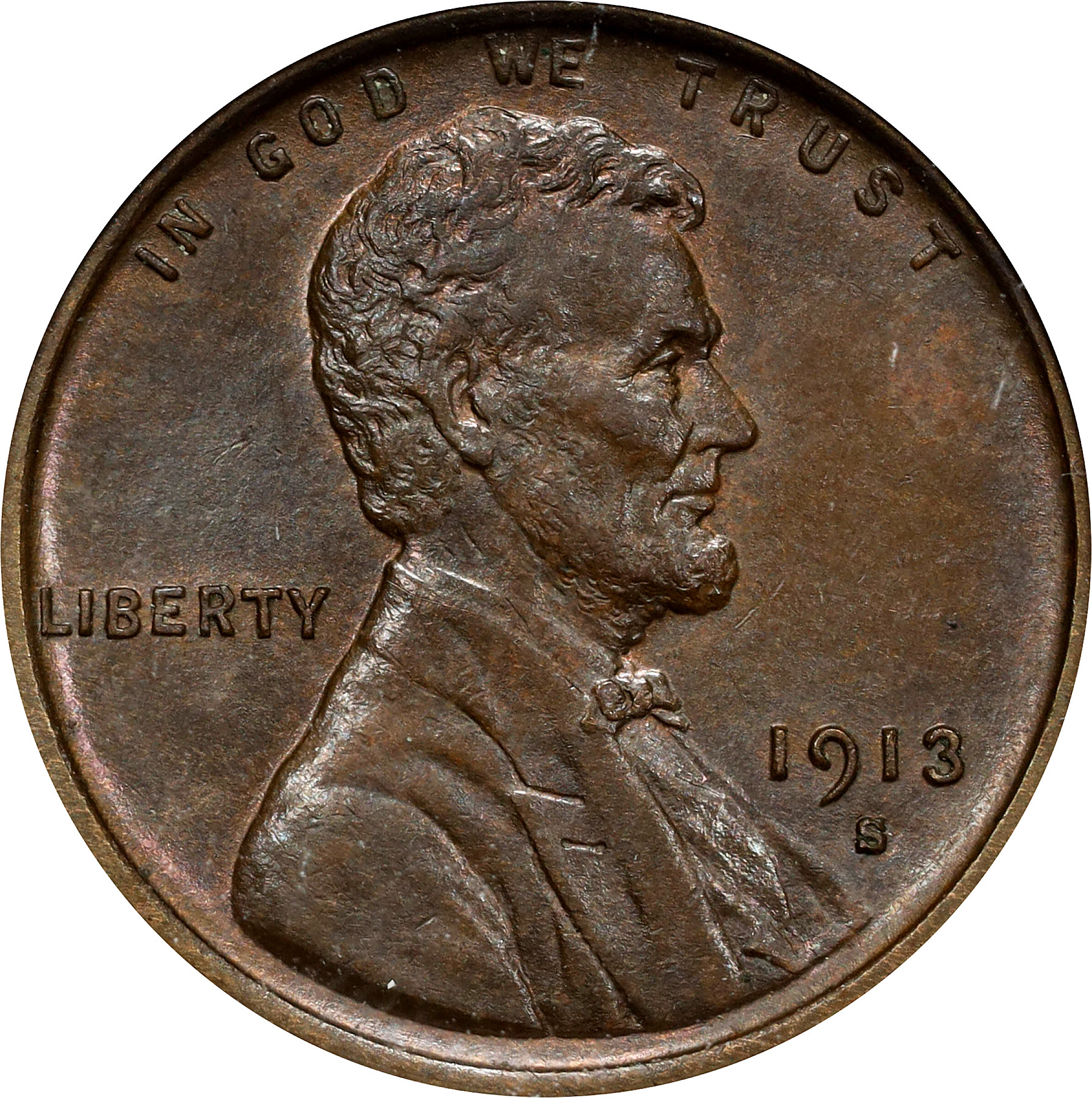 1913-S Lincoln Cent. MS-64 BN (ANACS). OH.