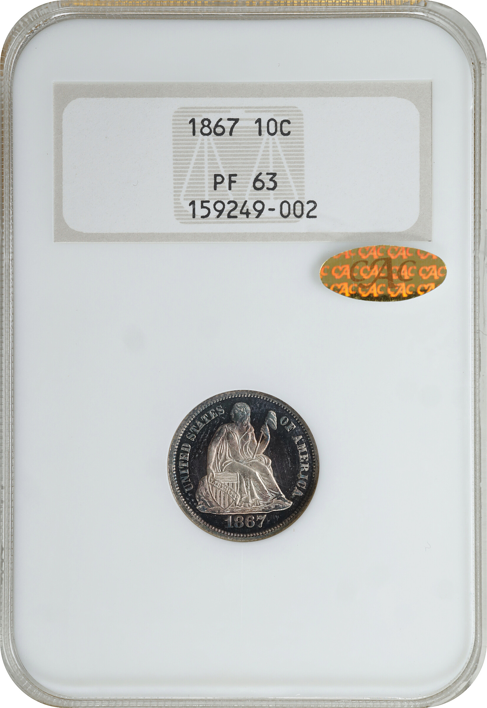 1867 10c PR63 thumbnail 3