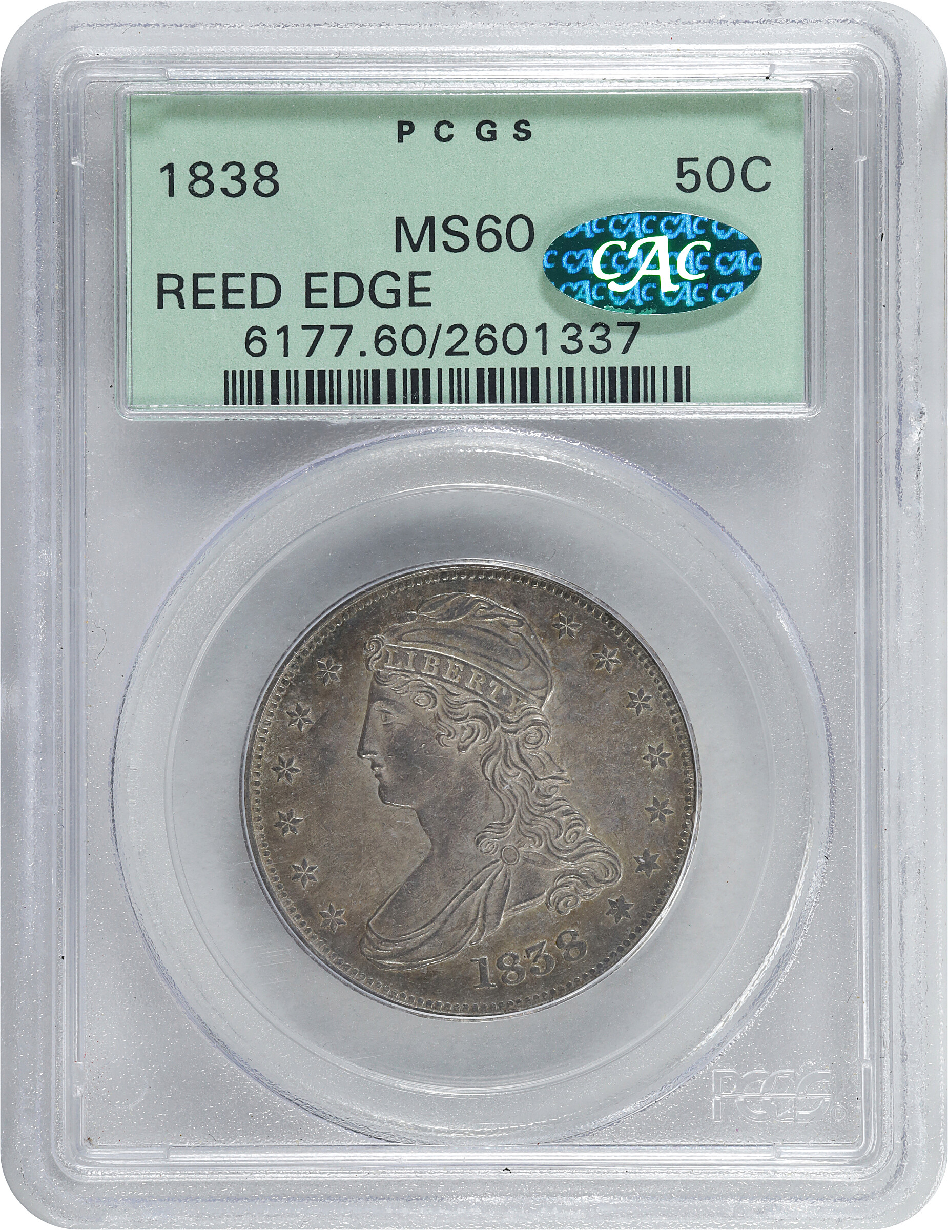 1838 50c Reeded Edge AU53 CAC thumbnail 9