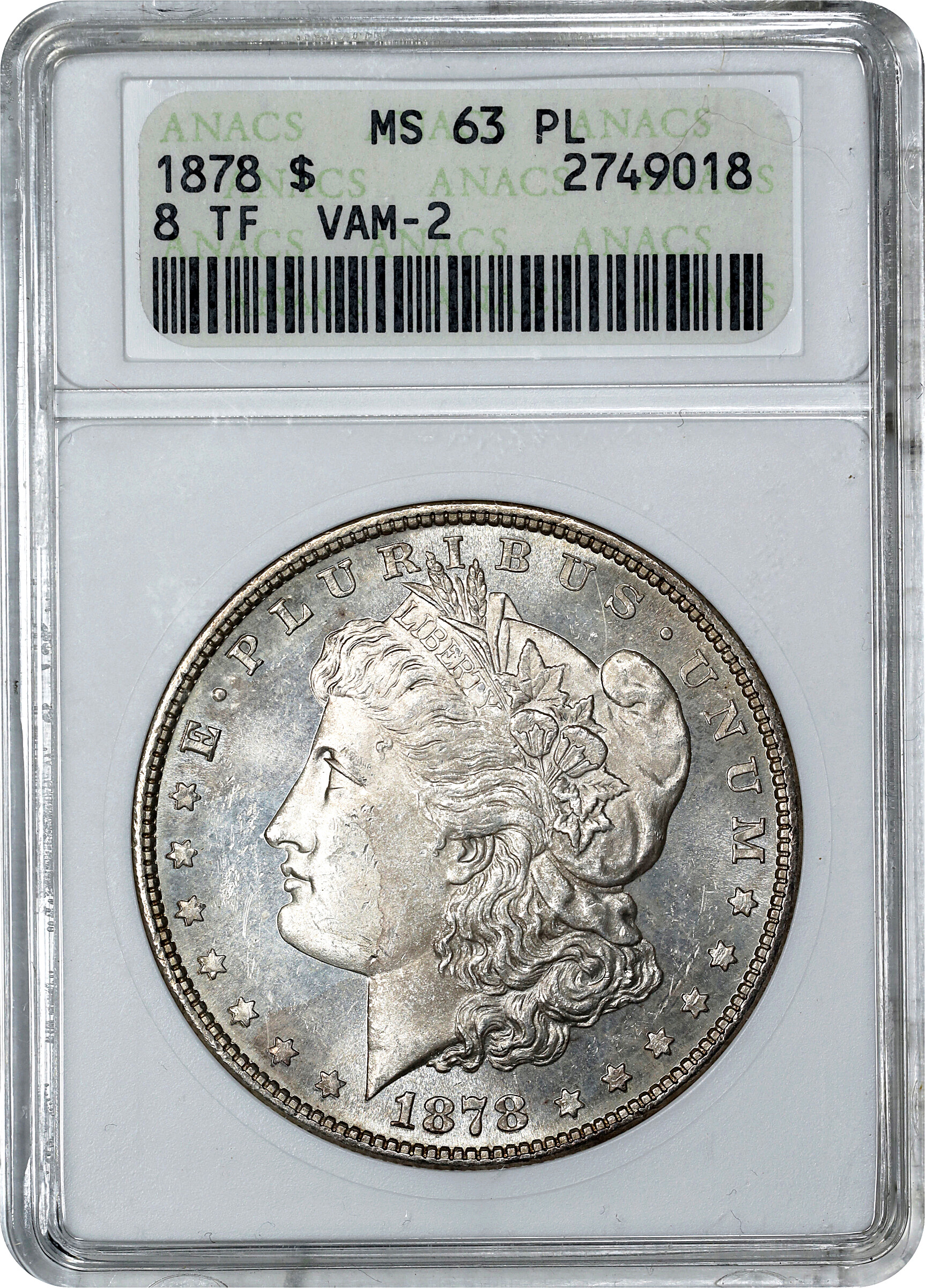 1878 8TF $1  Lines in LIB, VAM-2 MS PL MS61 PL CAC thumbnail 9