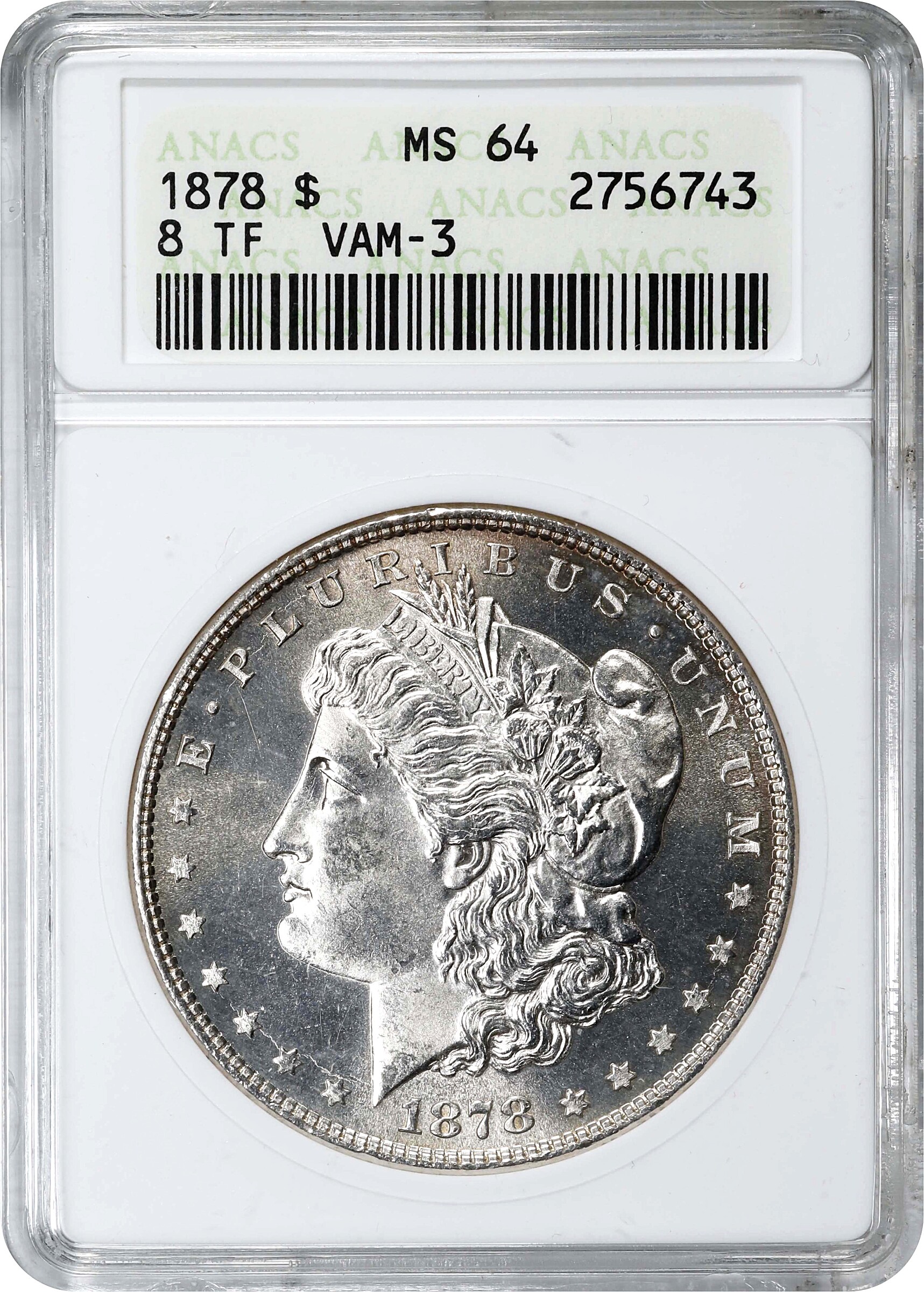 1878 8TF $1  Spiked Eye, VAM-3 MS64 thumbnail 7