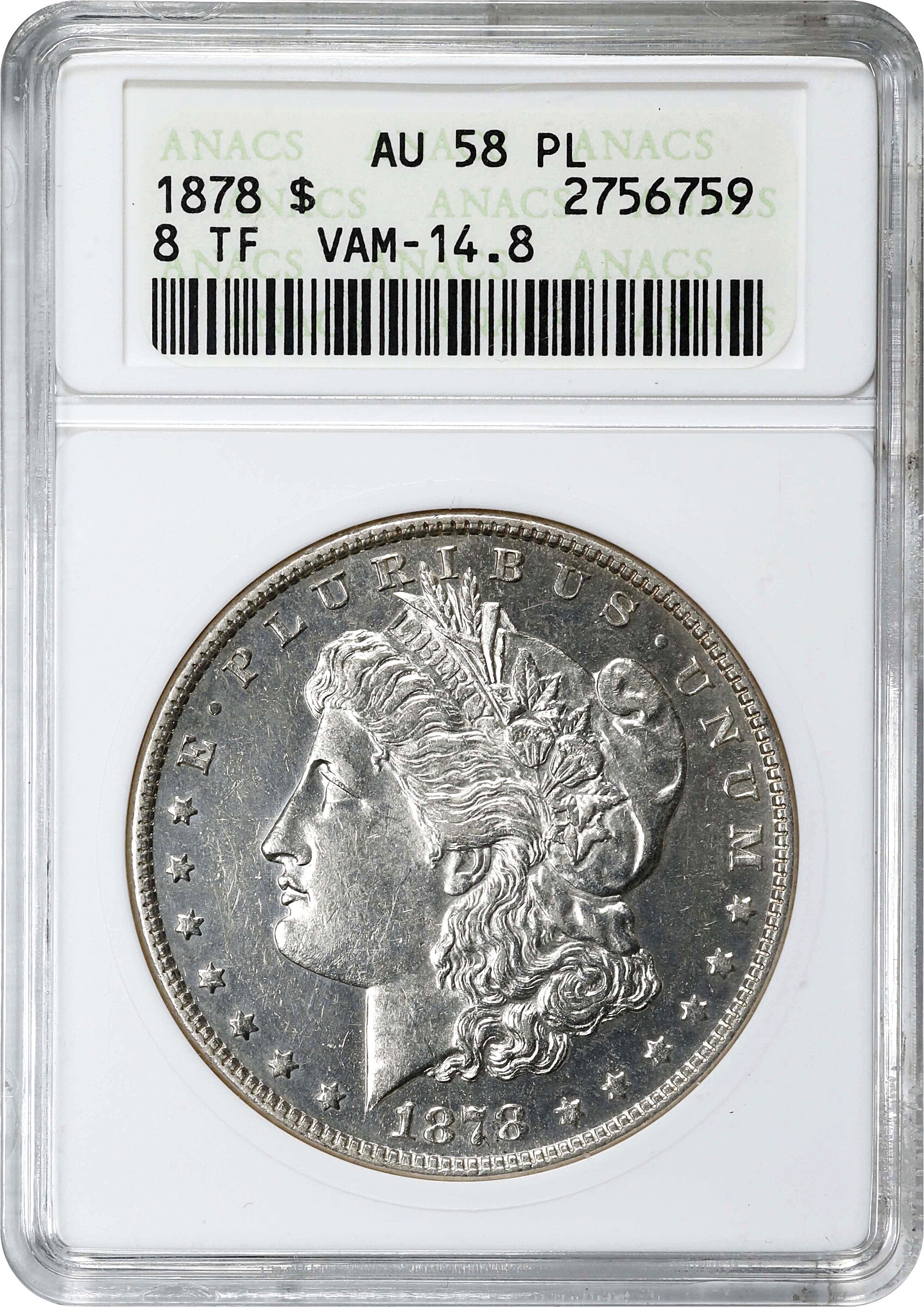1878 8TF $1  Spiked Eye, VAM-14.8 MS PL MS64 PL thumbnail 15