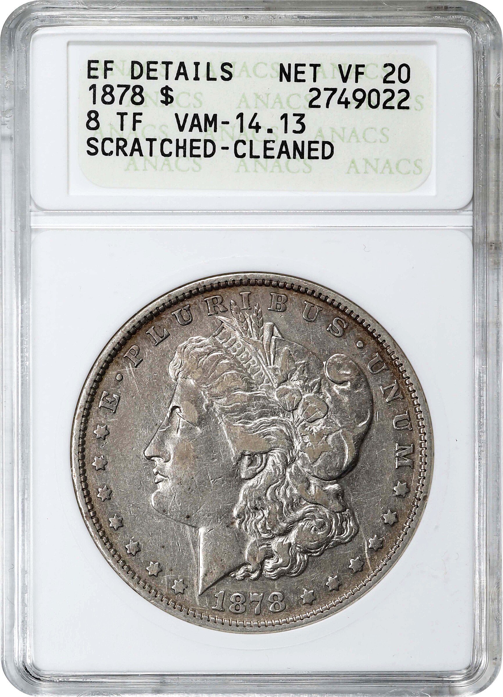 1878 8TF $1  Doubled Eyelid, VAM-14.13 VF20 thumbnail 3