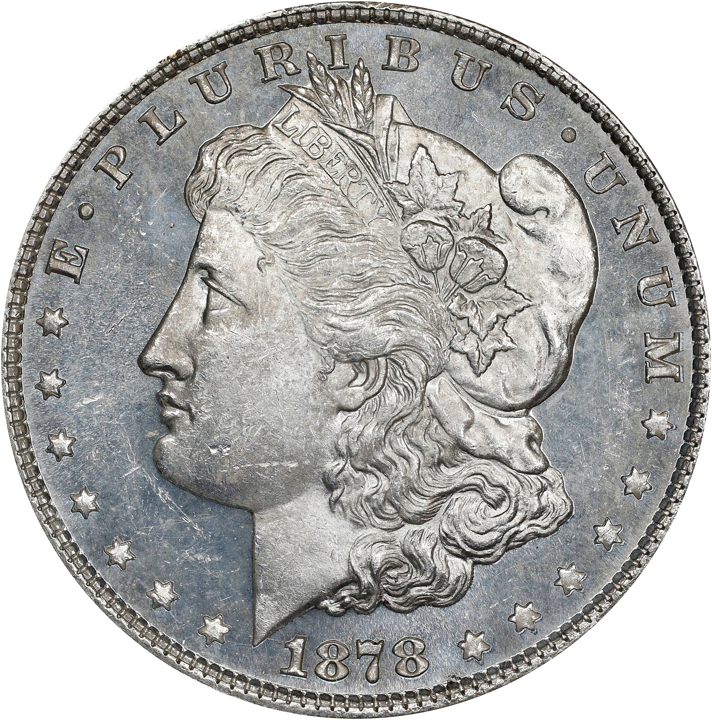 1878 Morgan Silver Dollar. 8 Tailfeathers. VAM-15. Top 100 Variety. Doubled LIBERTY. MS-63 Cameo PL (ANACS). OH.