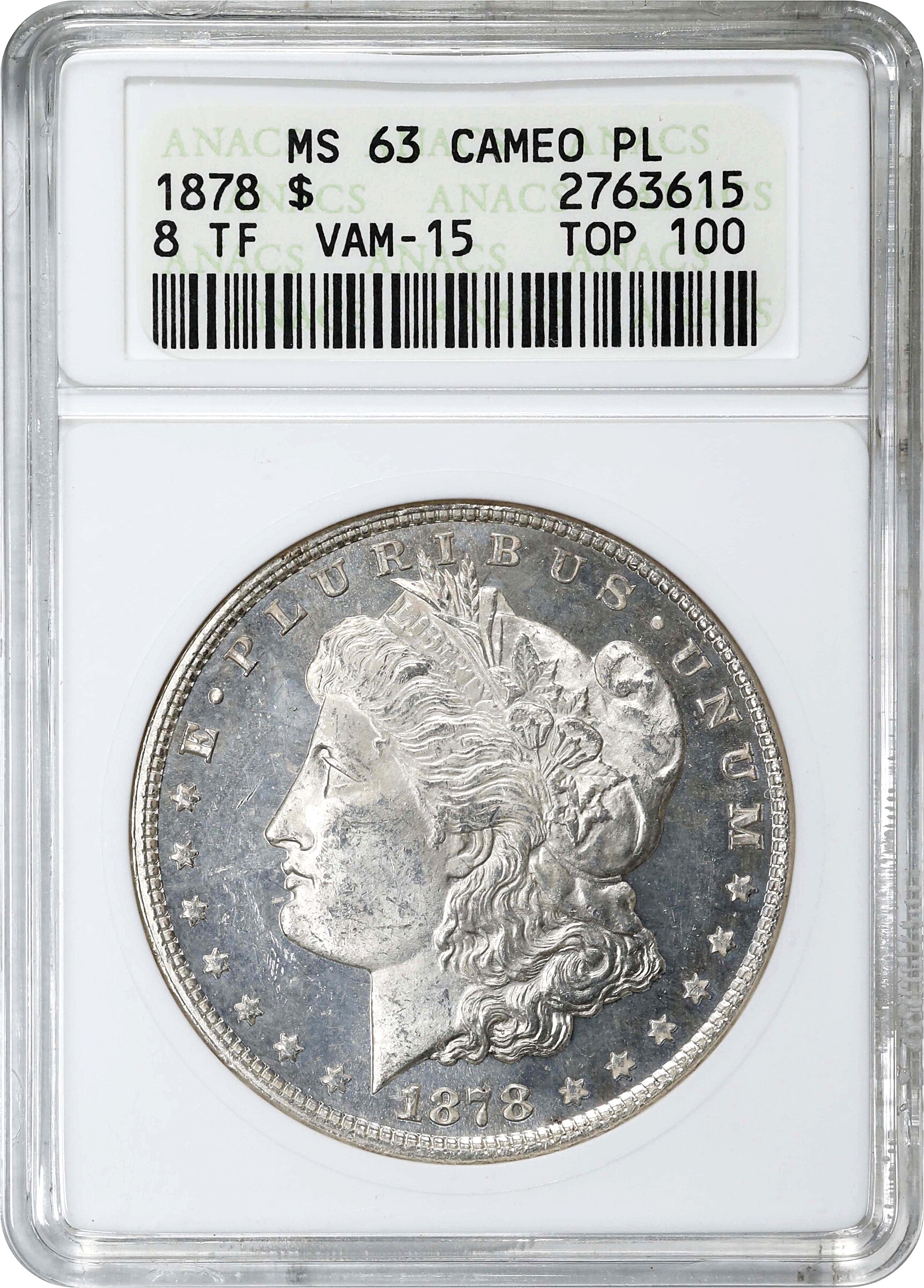 1878 8TF $1  Doubled LIBERTY, VAM-15 MS PL MS62 PL thumbnail 3