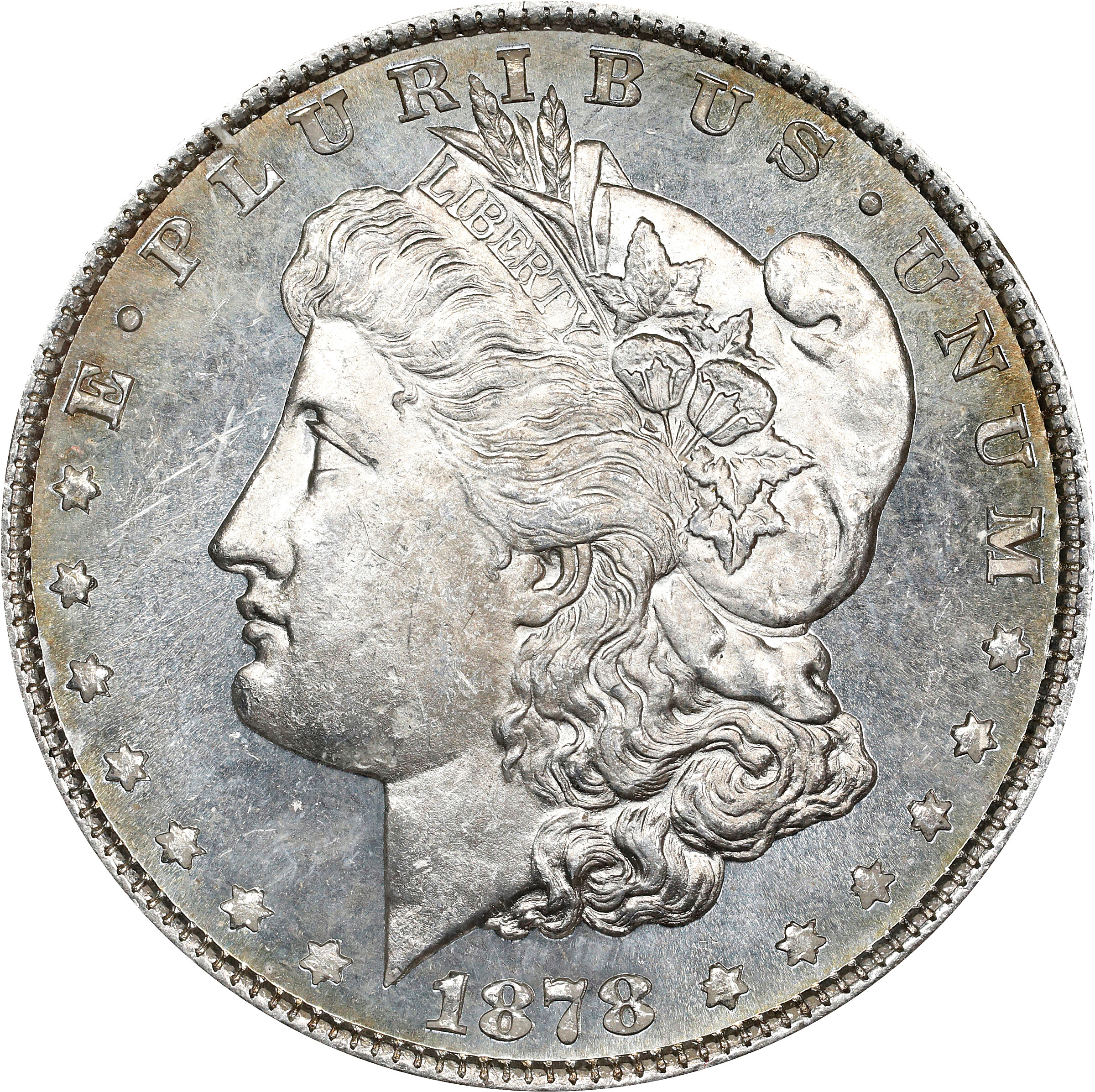 1878 Morgan Silver Dollar. 8 Tailfeathers. VAM-19. Doubled Date. MS-63 Obverse PL (ANACS). OH.