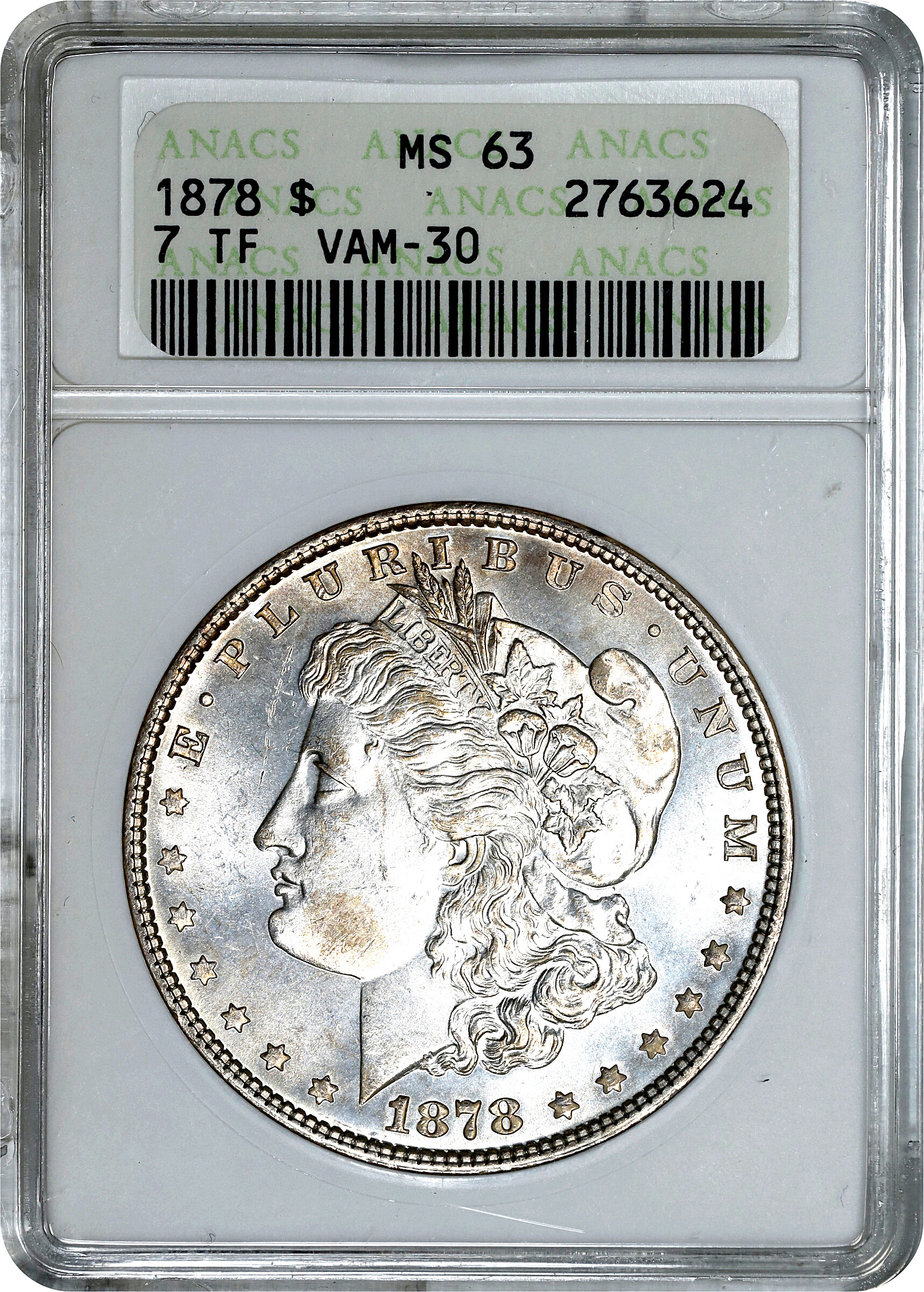 1878 7/8TF $1  Weak, 7/0TF, Extra Talons, VAM-30 VF20 thumbnail 18