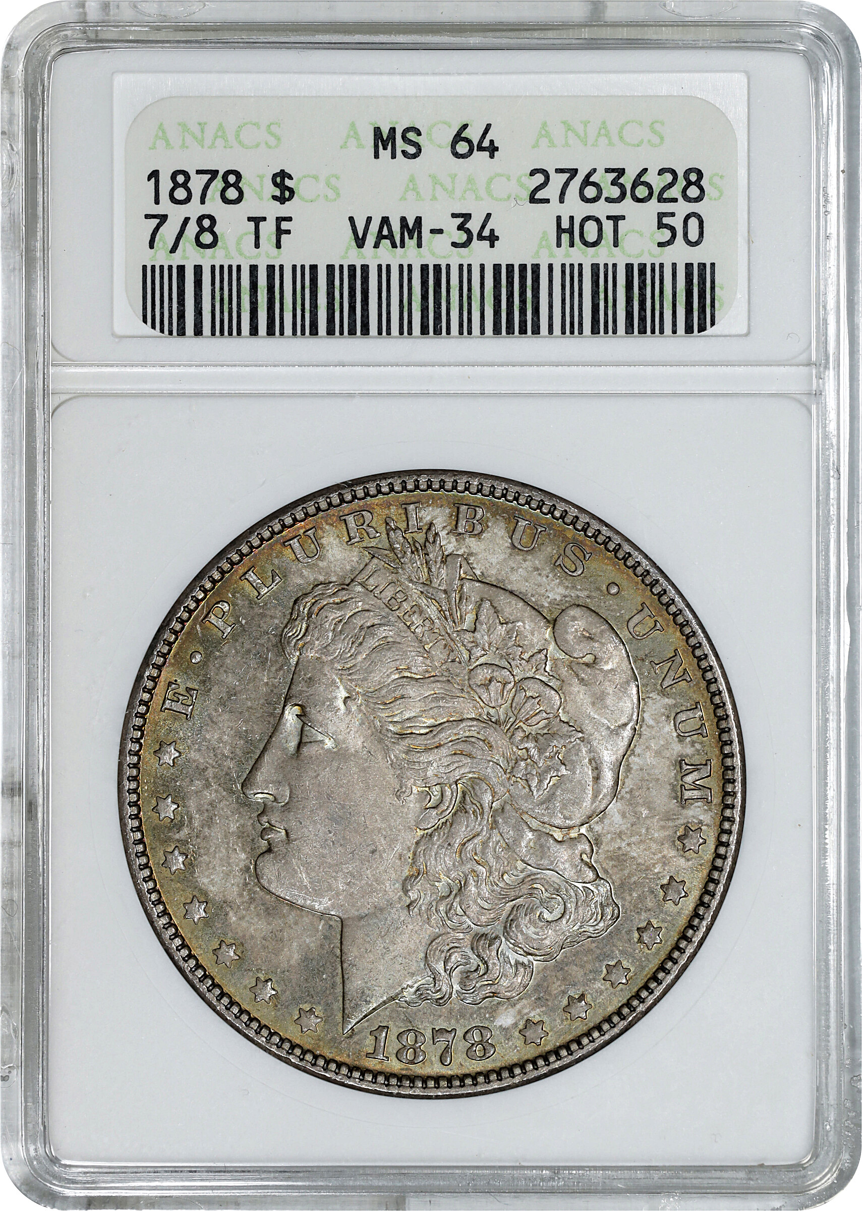 1878 7/8TF $1  Weak, 7/4, VAM-34 MS64 thumbnail 5