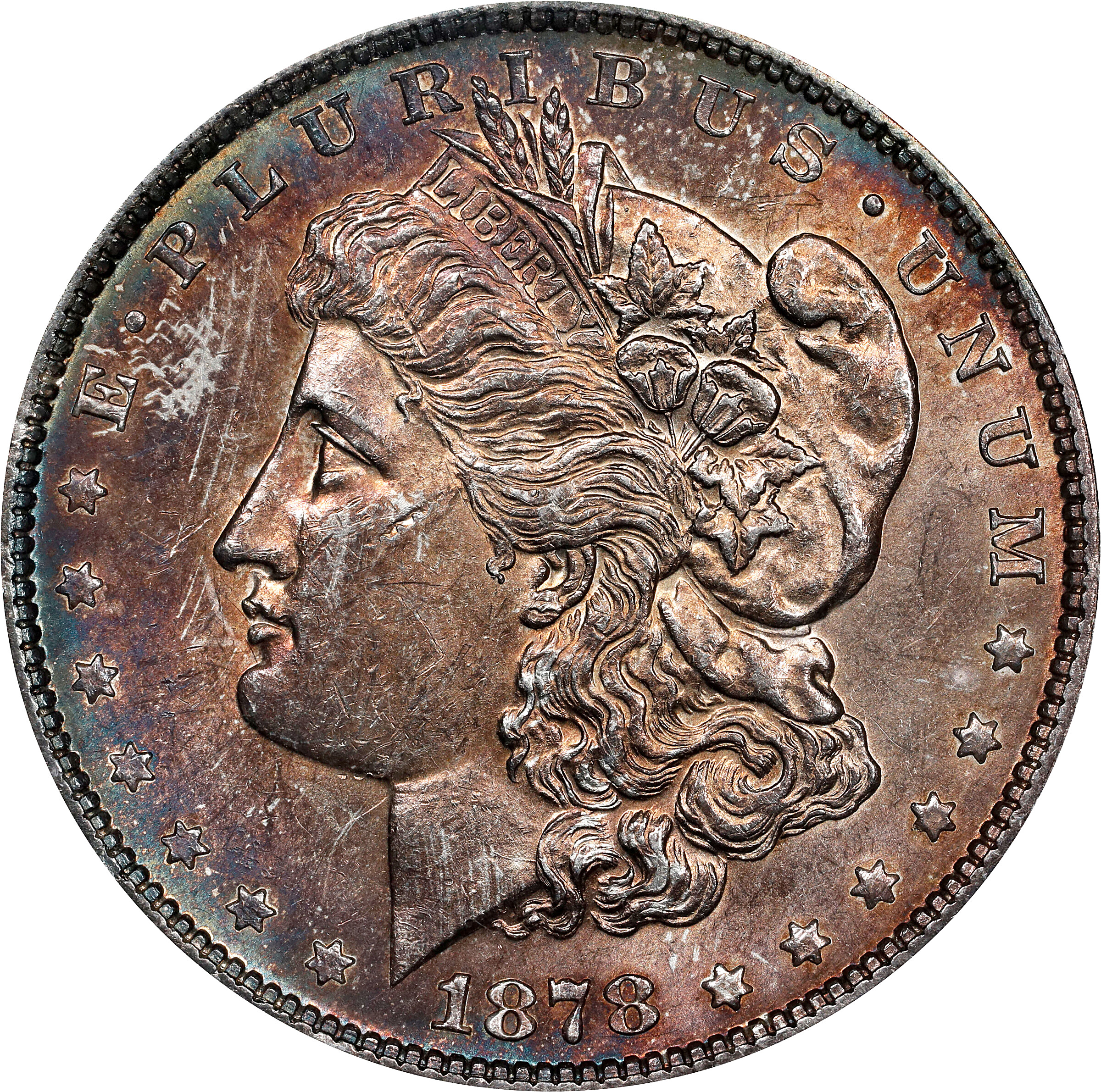 1878 Morgan Silver Dollar. 7/8 Tailfeathers. VAM-41. Top 100 Variety. Strong, 7/7 Tailfeathers. MS-62 (ANACS). OH.