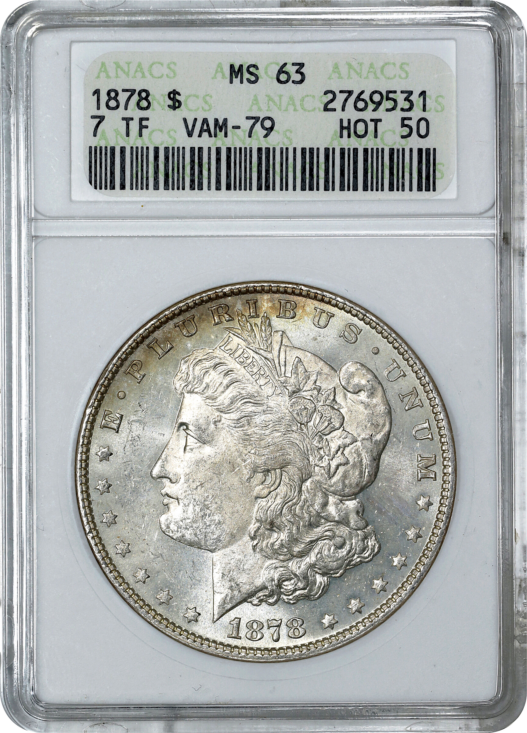 1878 7TF $1  Reverse of 1878, Fill in 8s, VAM-79 AU50 thumbnail 18