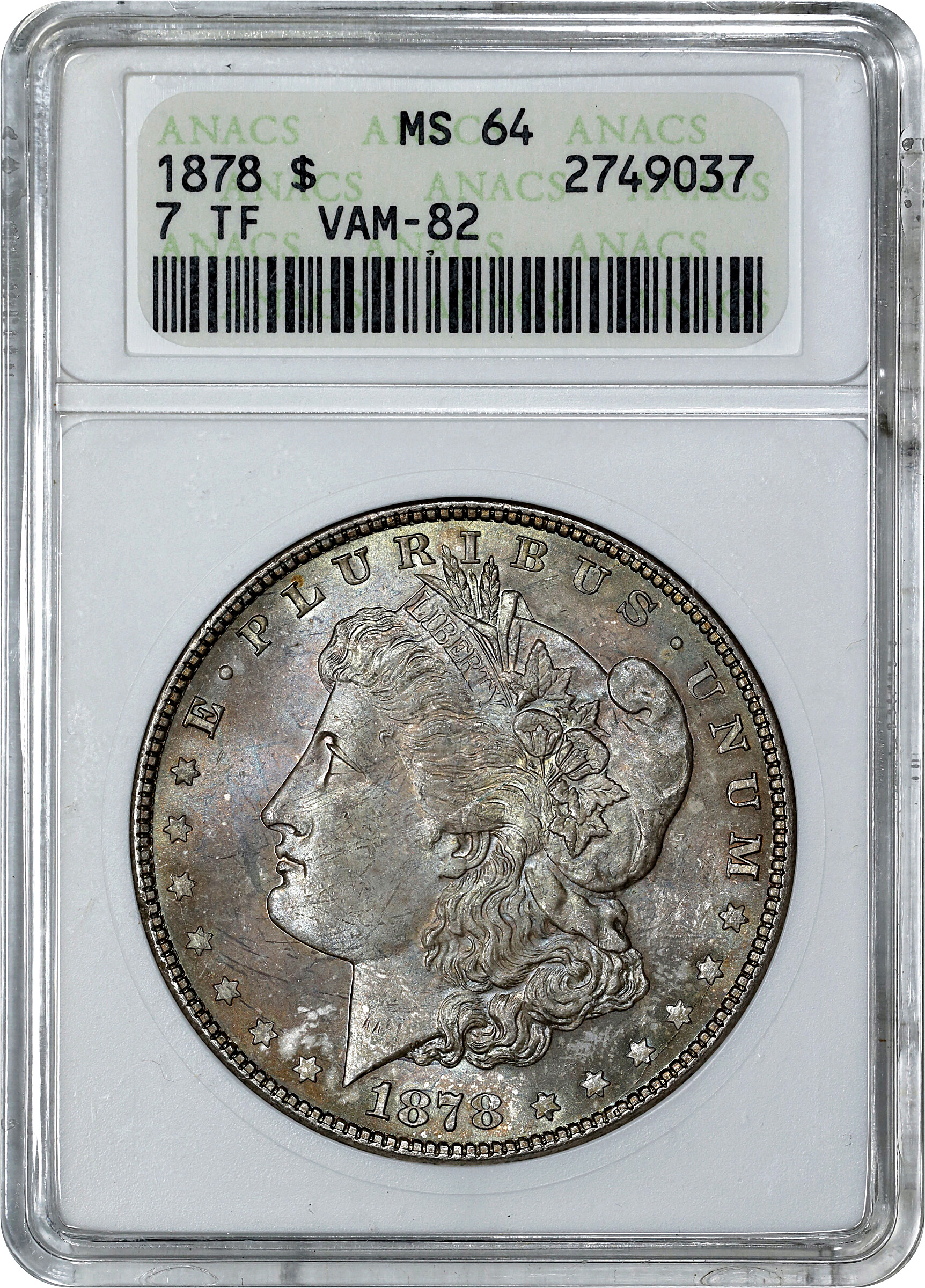 1878 7TF $1  Reverse of 1878, Doubled Stars, VAM-82 MS64 thumbnail 8
