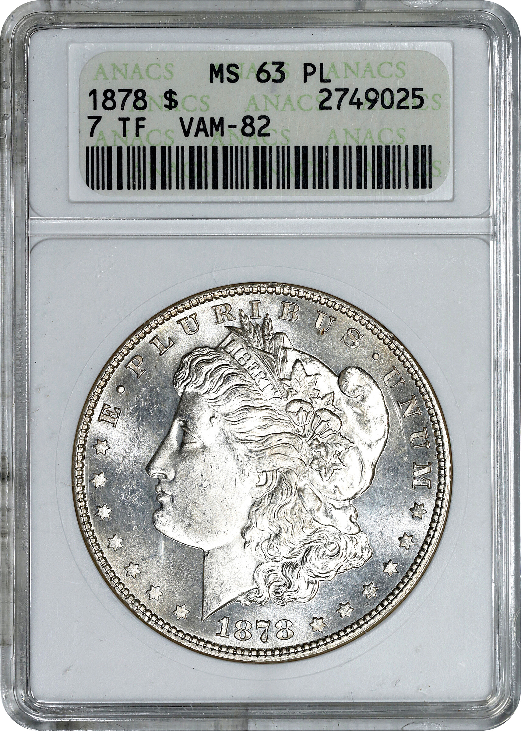 1878 7TF $1  Reverse of 1878, Doubled Stars, VAM-82 MS PL MS61 PL thumbnail 3