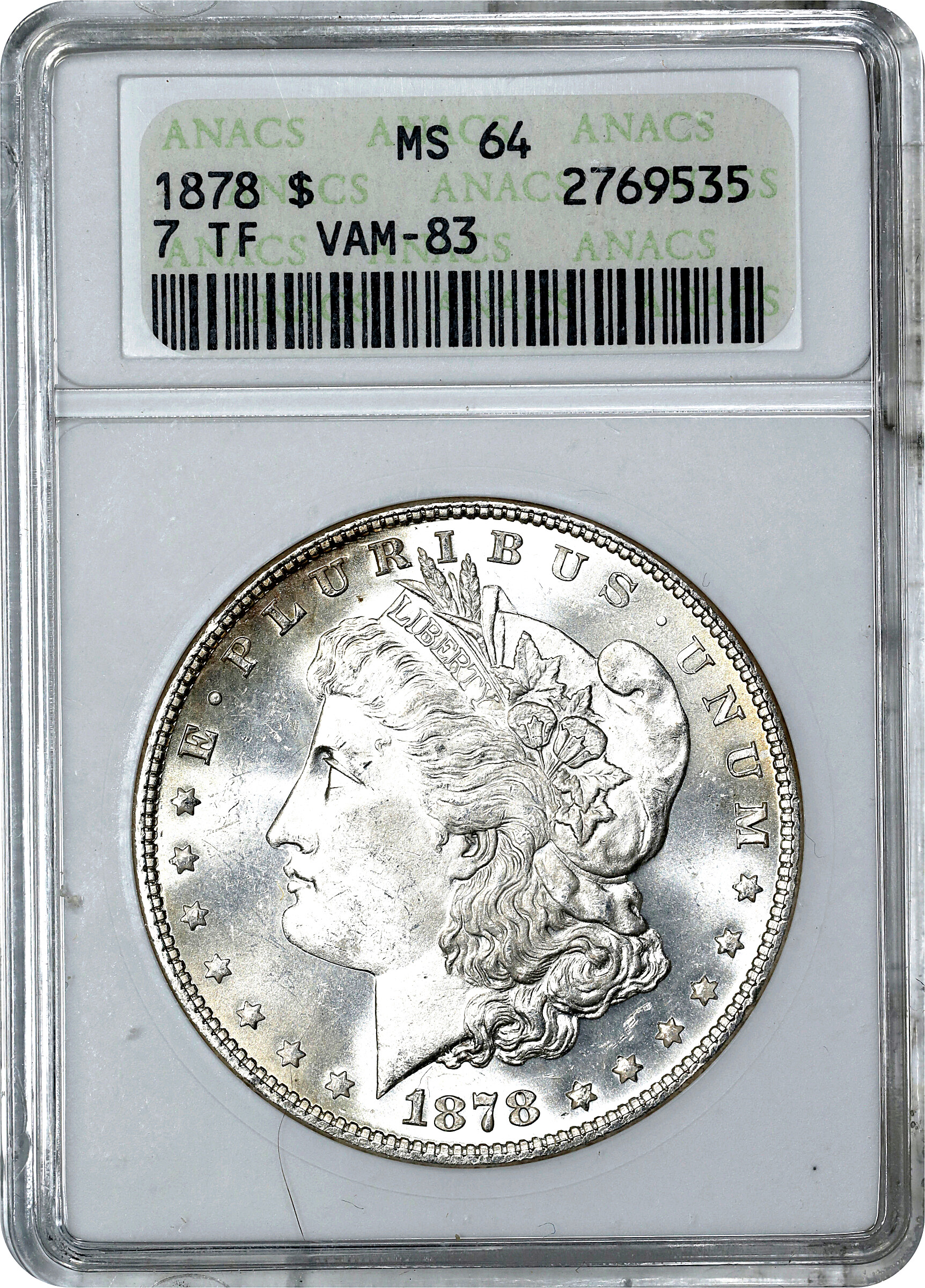 1878 7TF $1  Reverse of 1878, High 1, VAM-83 MS64 thumbnail 5