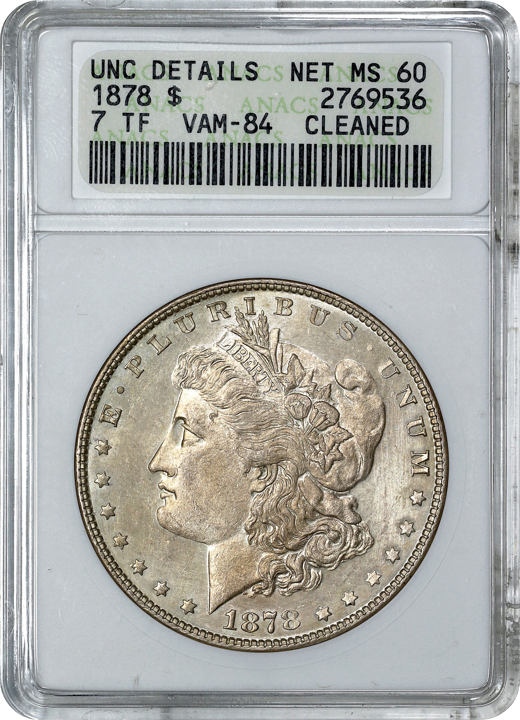 1878 7TF $1  Reverse of 1878, Weak L, Broken D, VAM-84 VF35 CAC thumbnail 5