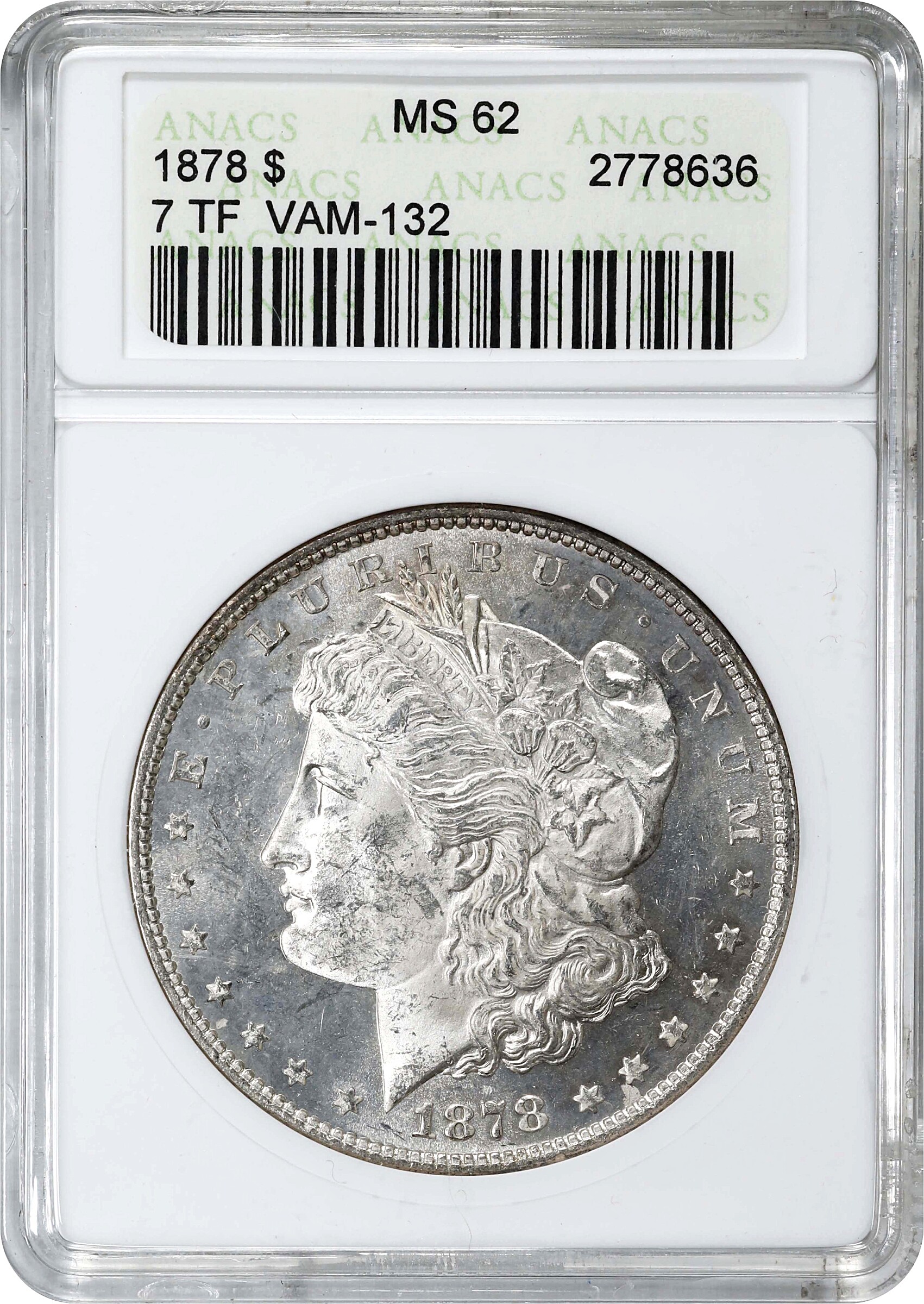 1878 7TF $1  Reverse of 1878, Missing Nostril, VAM-132 VF20 thumbnail 4