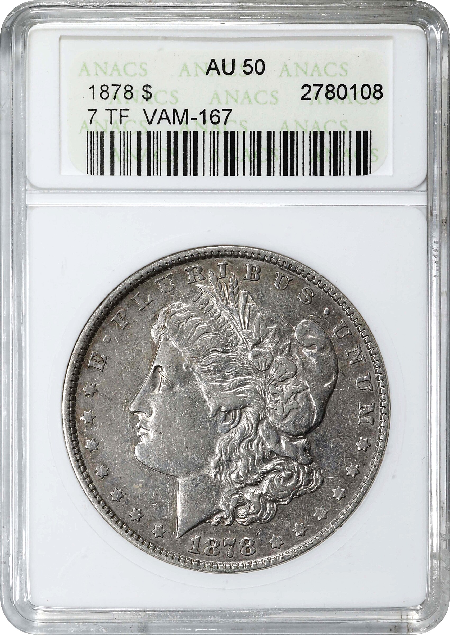1878 7TF $1  Reverse of 1878, VAM-167 AU55 thumbnail 4