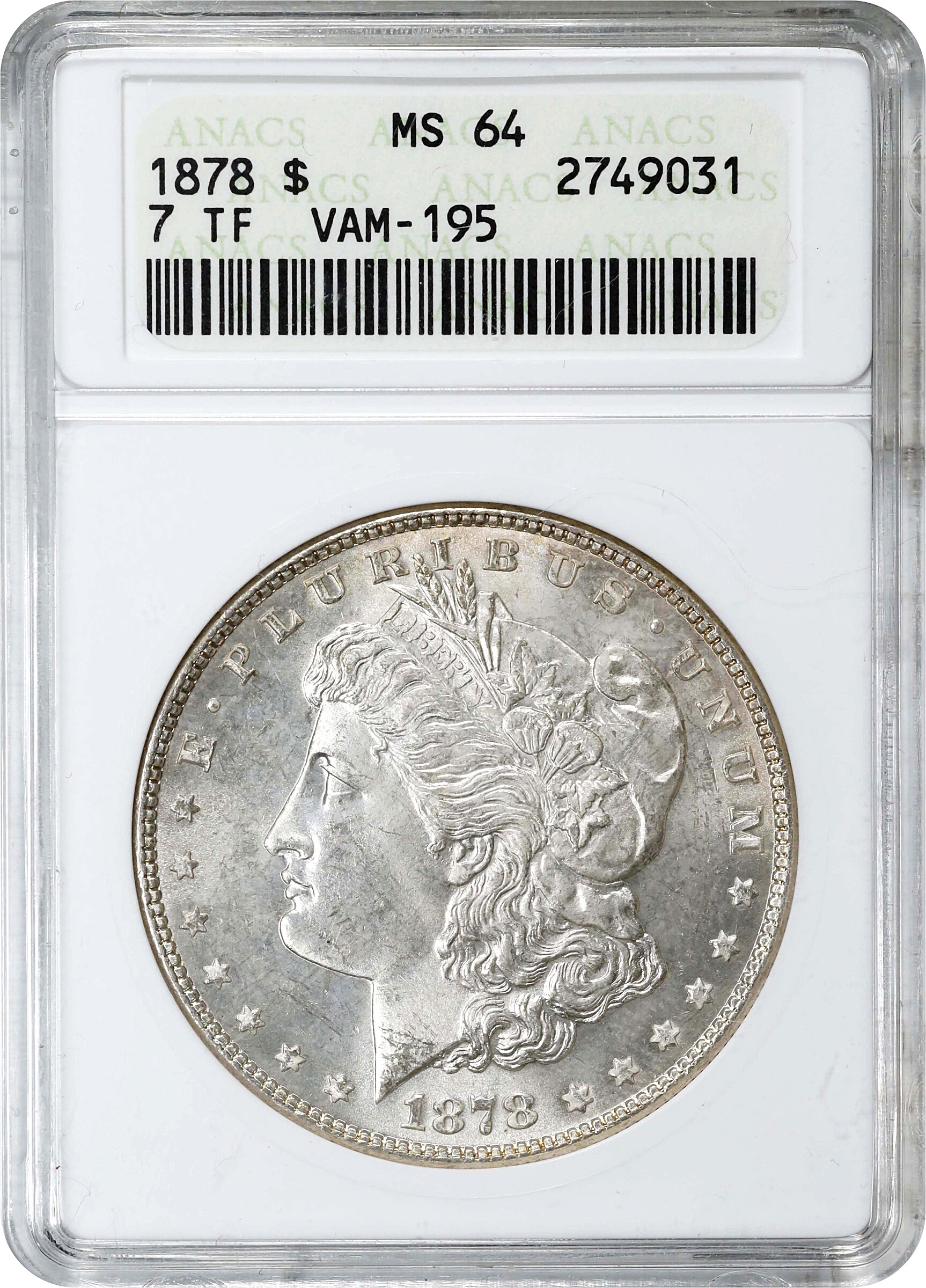 1878 7TF $1  Reverse of 1878, Broken D, VAM-195 AG3 CAC thumbnail 13