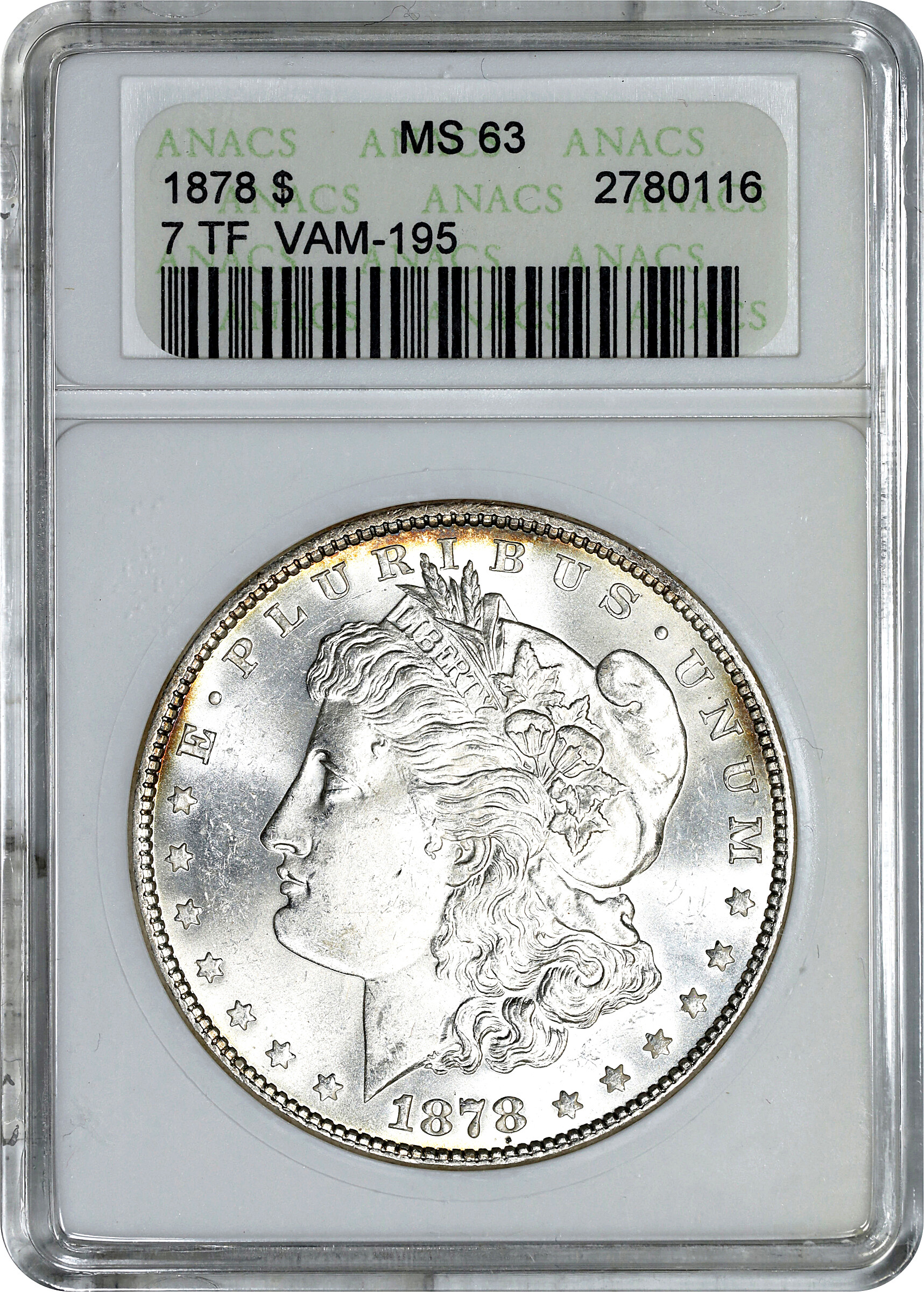 1878 7TF $1  Reverse of 1878, Broken D, VAM-195 AG3 CAC thumbnail 5