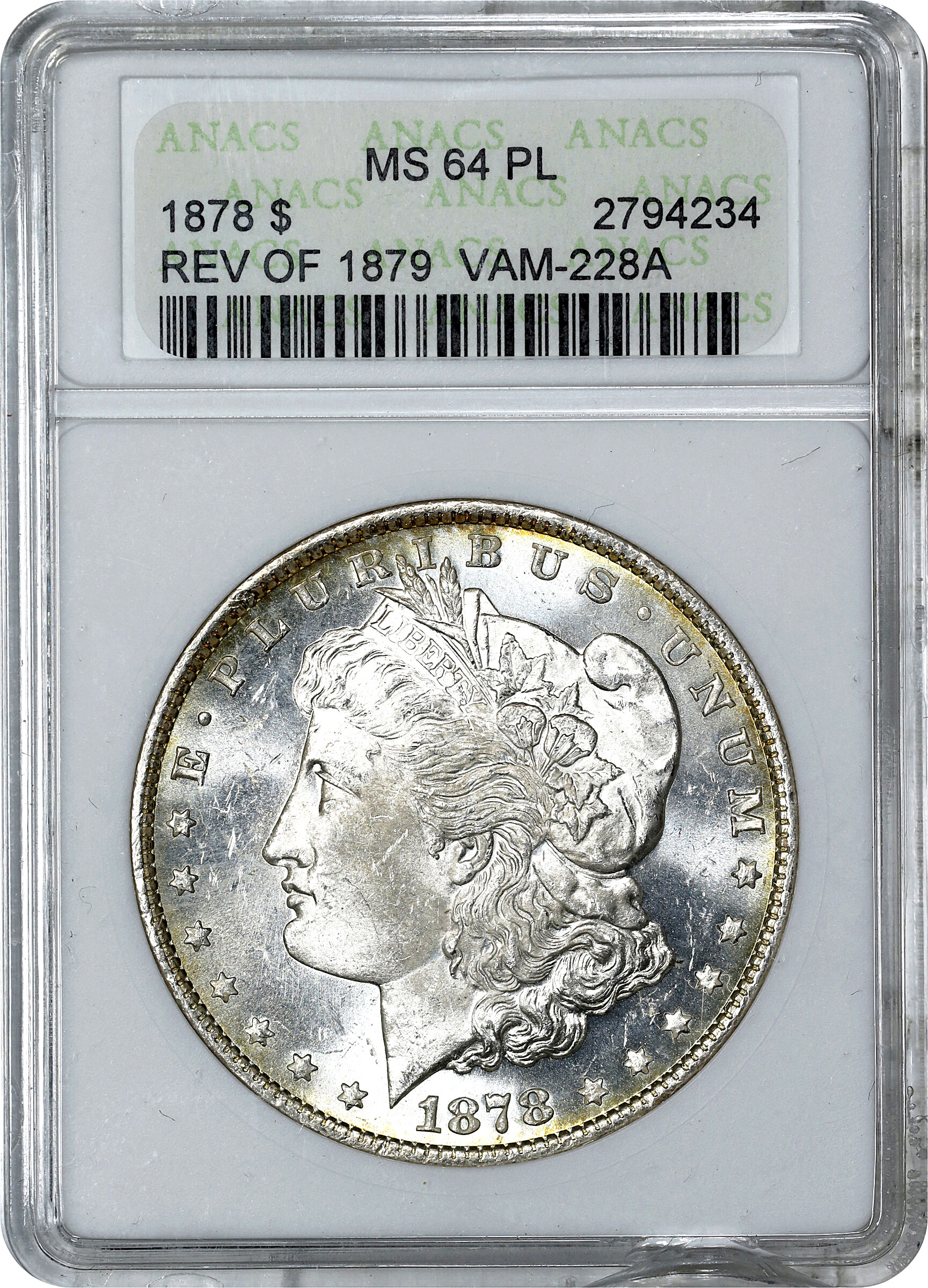 1878 7TF $1  Reverse of 1879 MS PL MS64 PL thumbnail 4