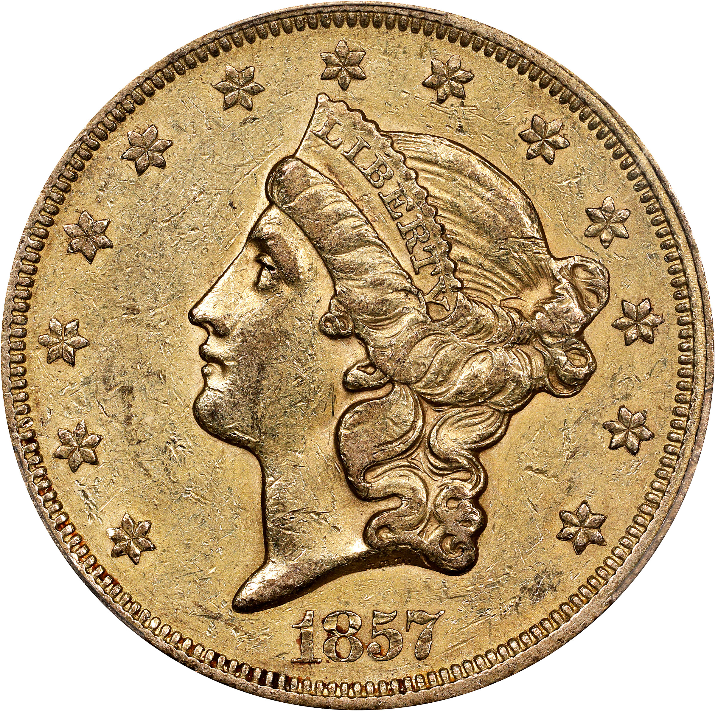 1857 Liberty Head Double Eagle. EF-45 (PCGS). CAC.
