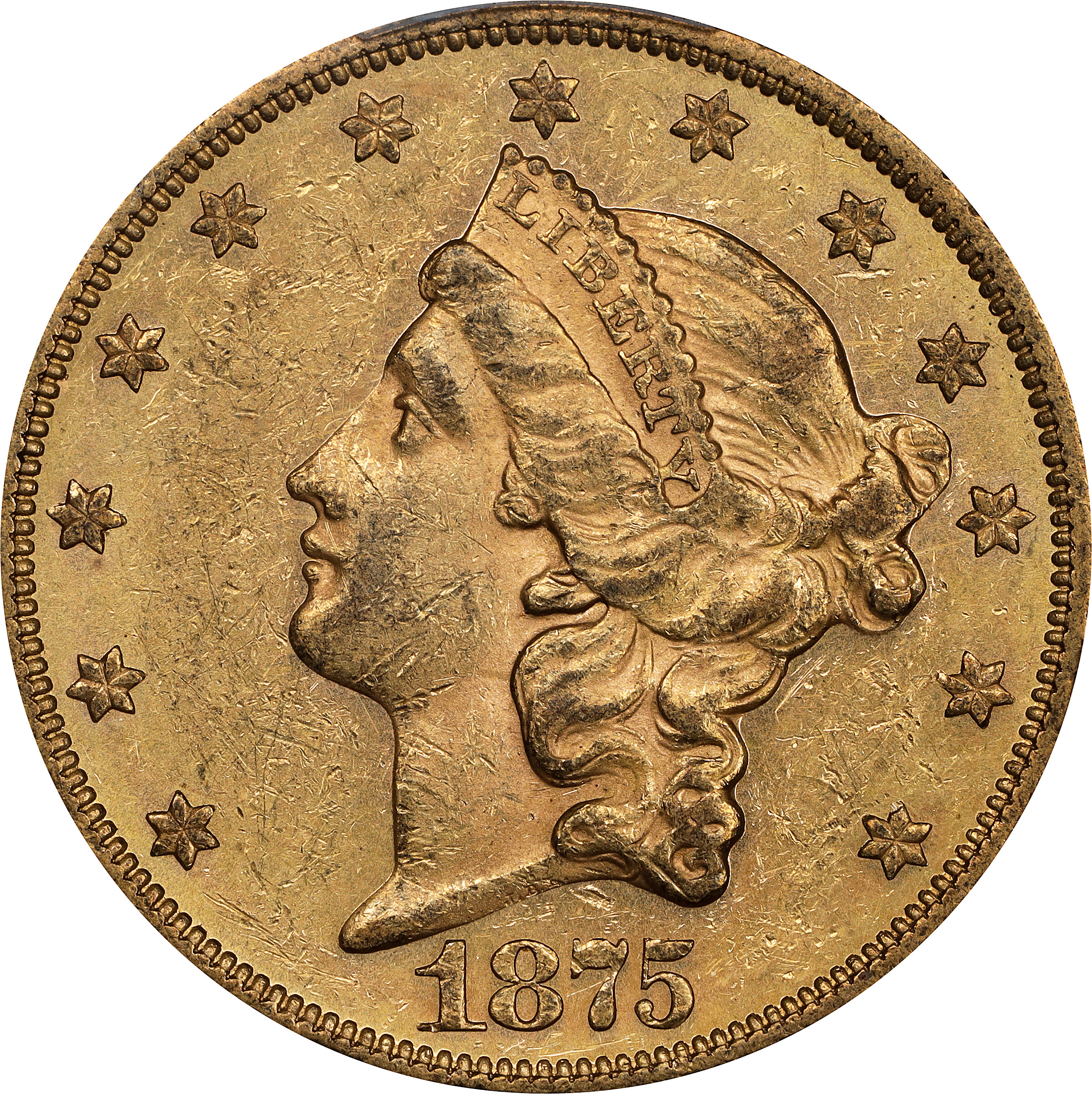 1875 Liberty Head Double Eagle. MS-60 (PCGS).