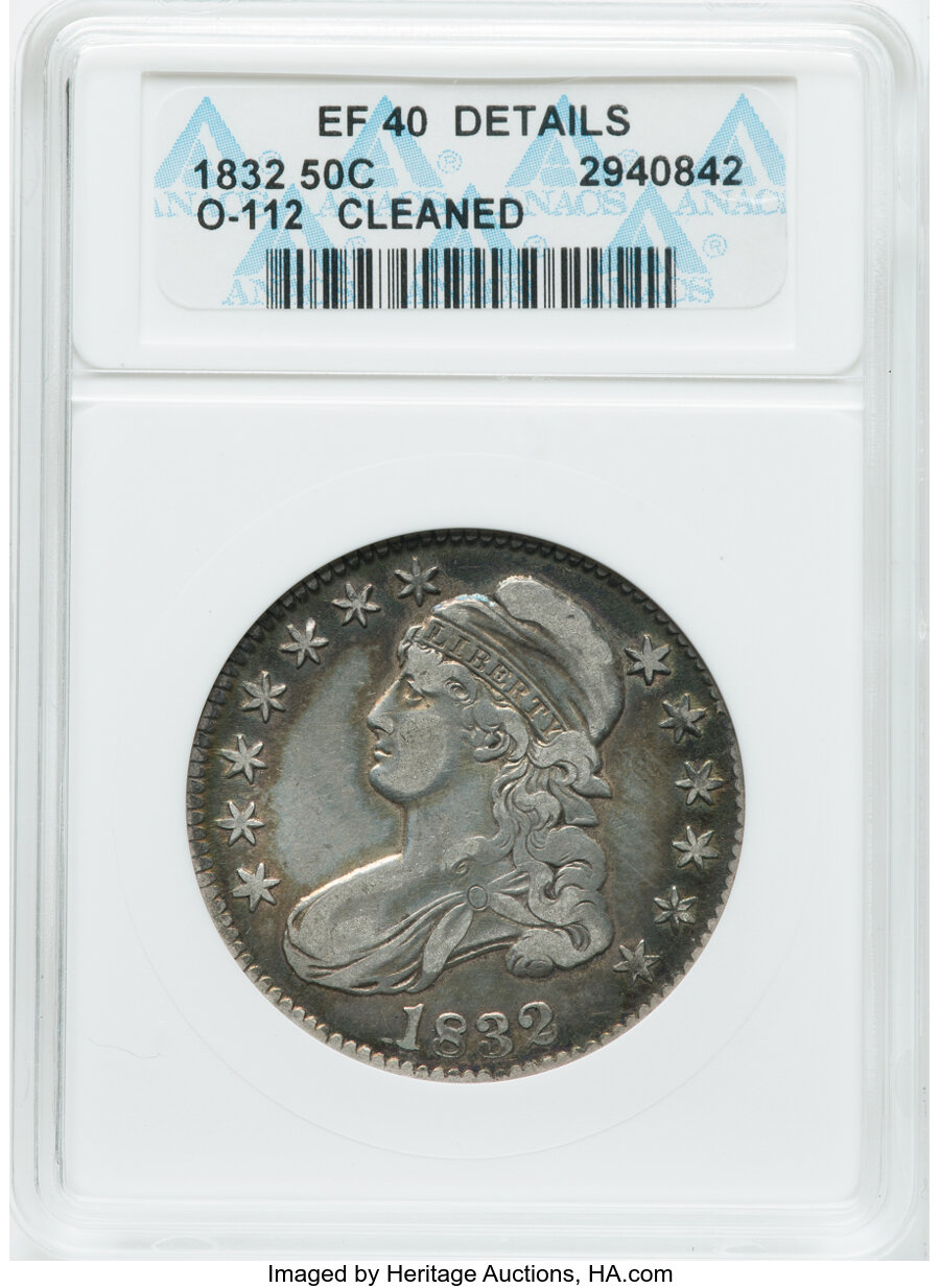1832 50C Small Letters, O-112, R.2, -- Cleaned -- ANACS. XF40 Details. ...
