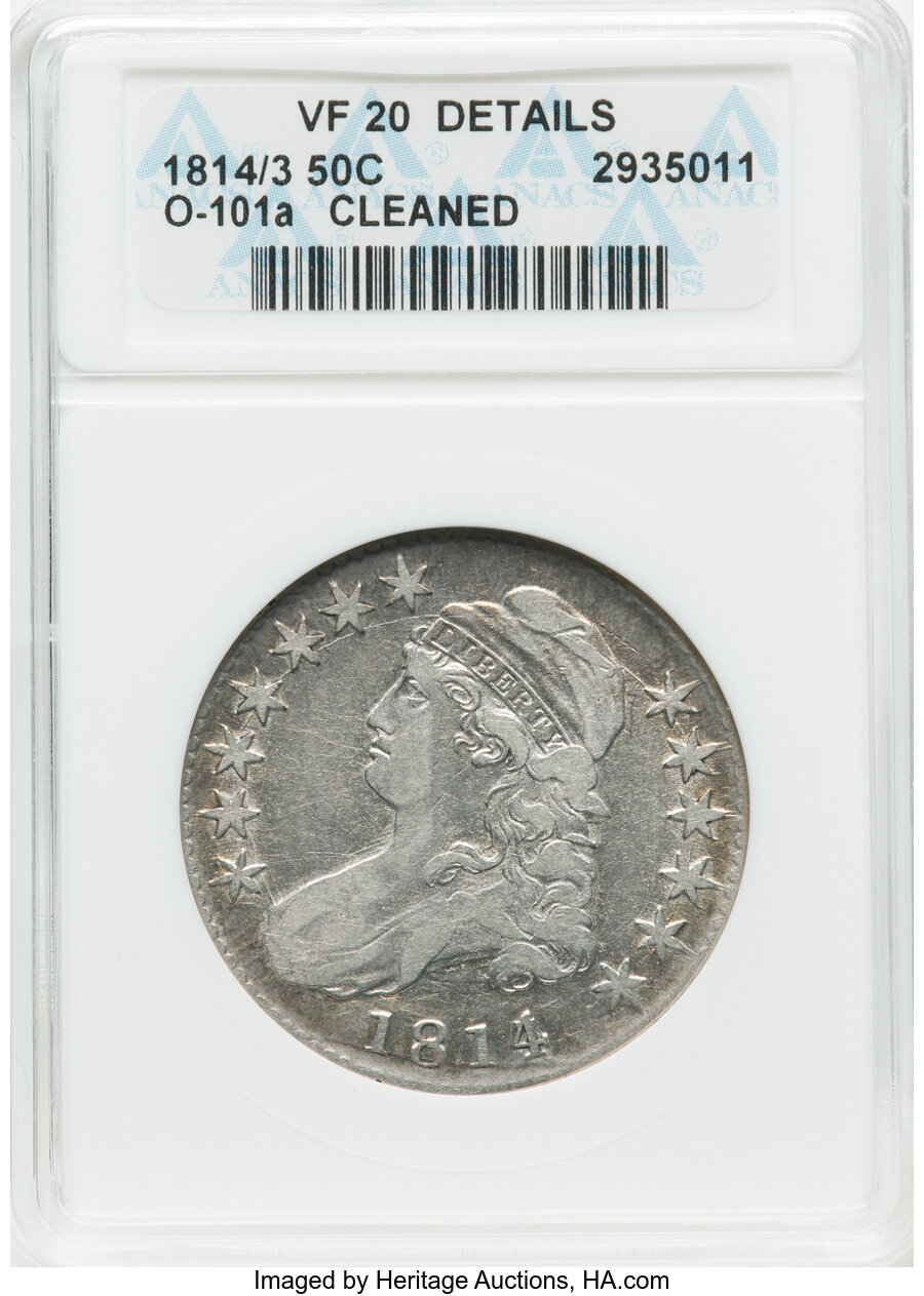 1814/3 50C O-101a, R.1, -- Cleaned -- ANACS. VF20 Details....
