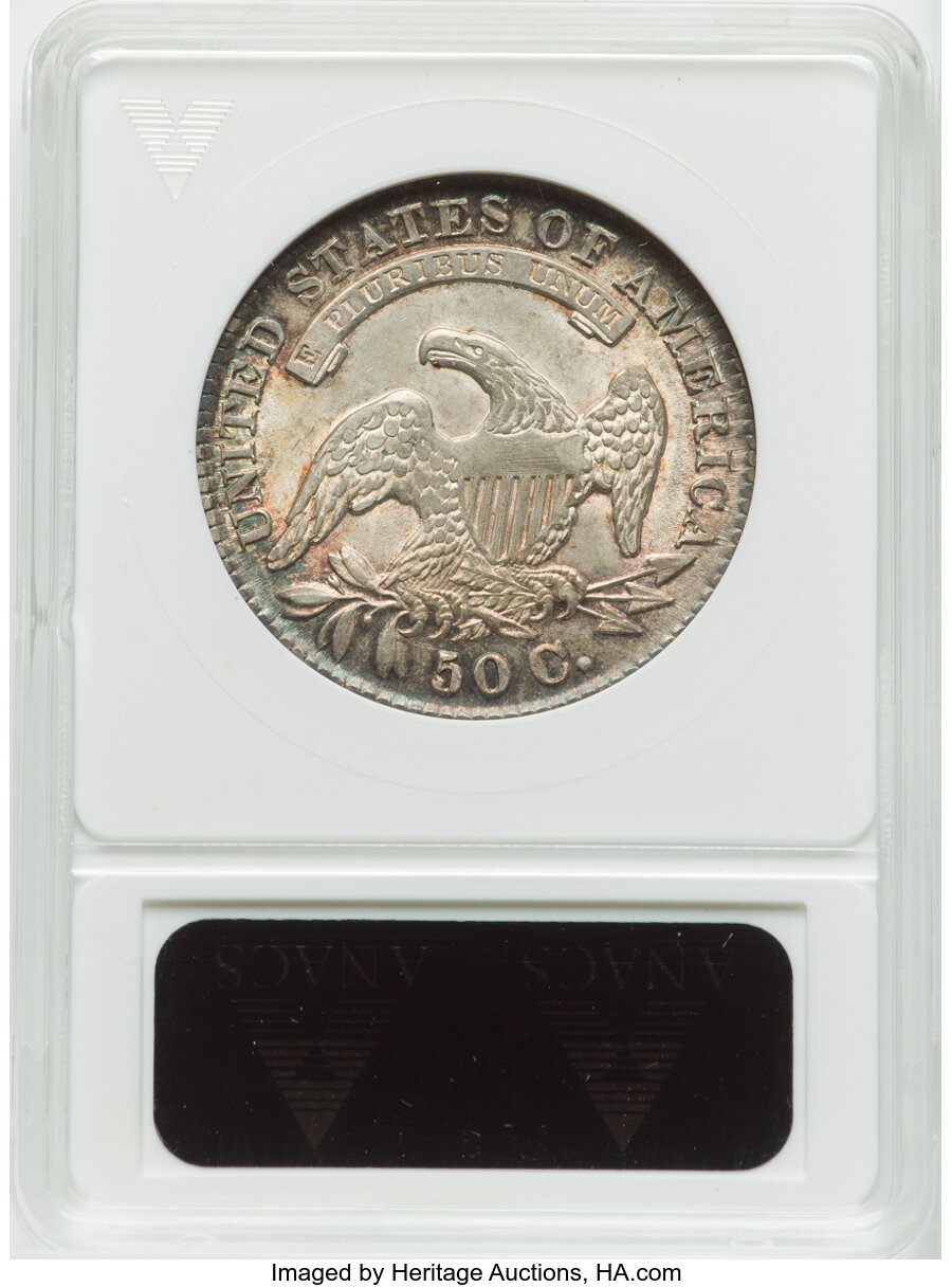 1830 50C Medium 0, O-119, R.1, AU58 ANACS. Mintage 4,764,800. ...
