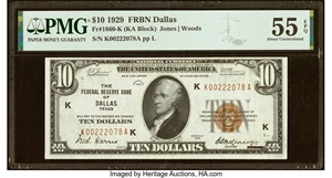 image for: Fr. 1860-K $10 1929 Federal Reserve Bank Note. PMG About Uncirculated 55 EPQ....