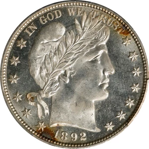 image for: 1892-O Barber Half Dollar. MS-65 PL (PCGS). CAC.