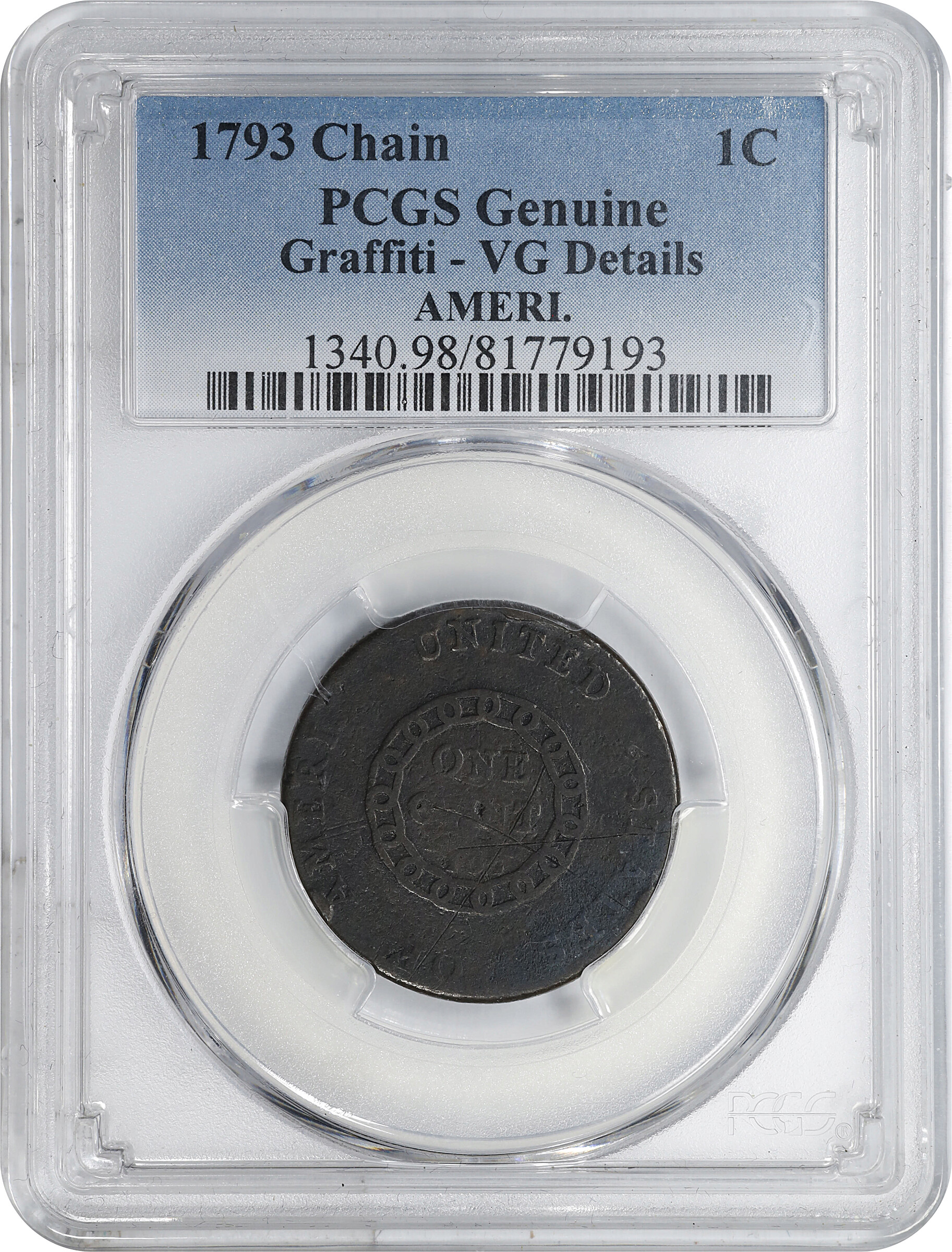 1793 1c Chain, AMERI. MS BN AG3 BN CAC thumbnail 24