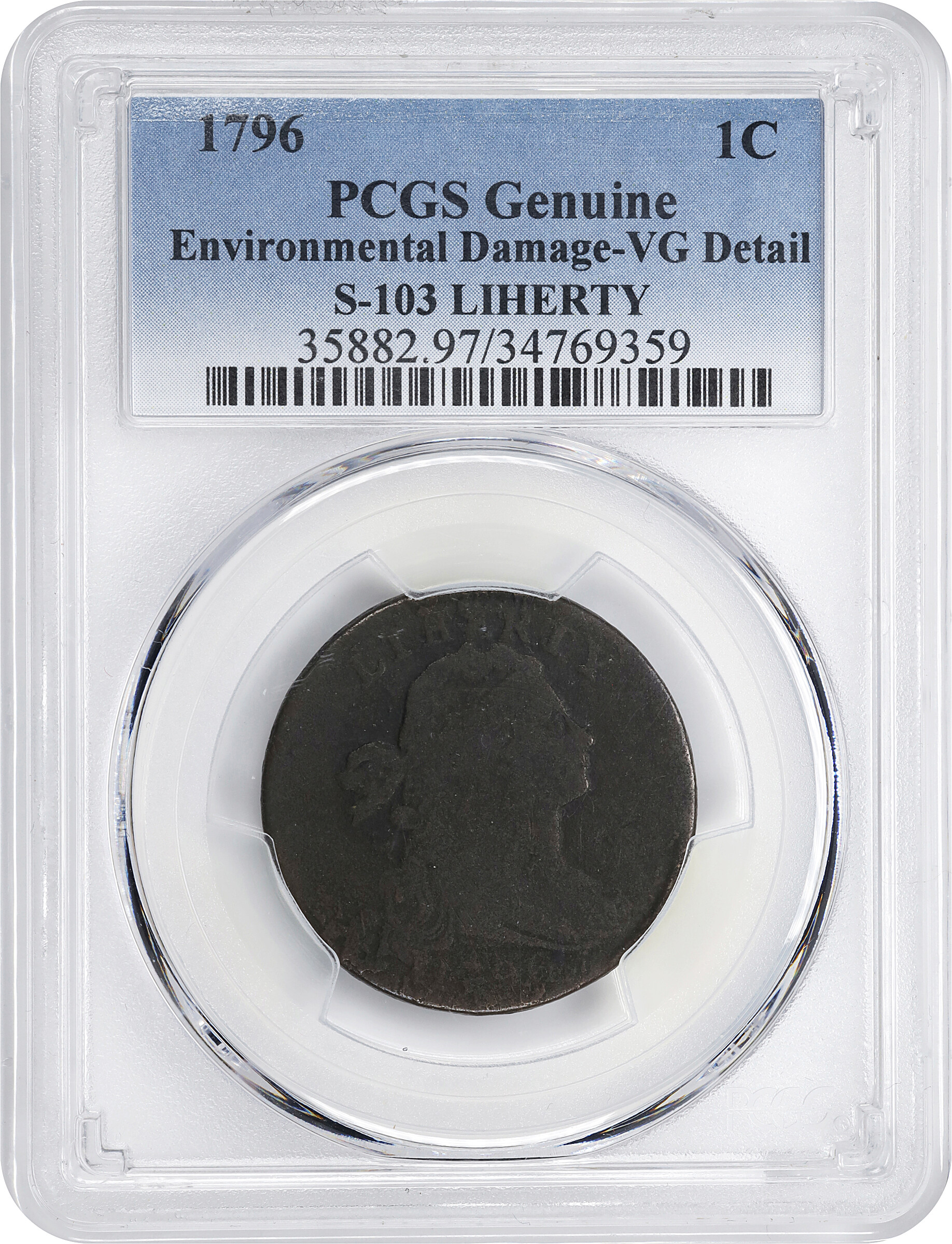 1796 1c Draped Bust, LIHERTY MS BN AG3 BN thumbnail 15