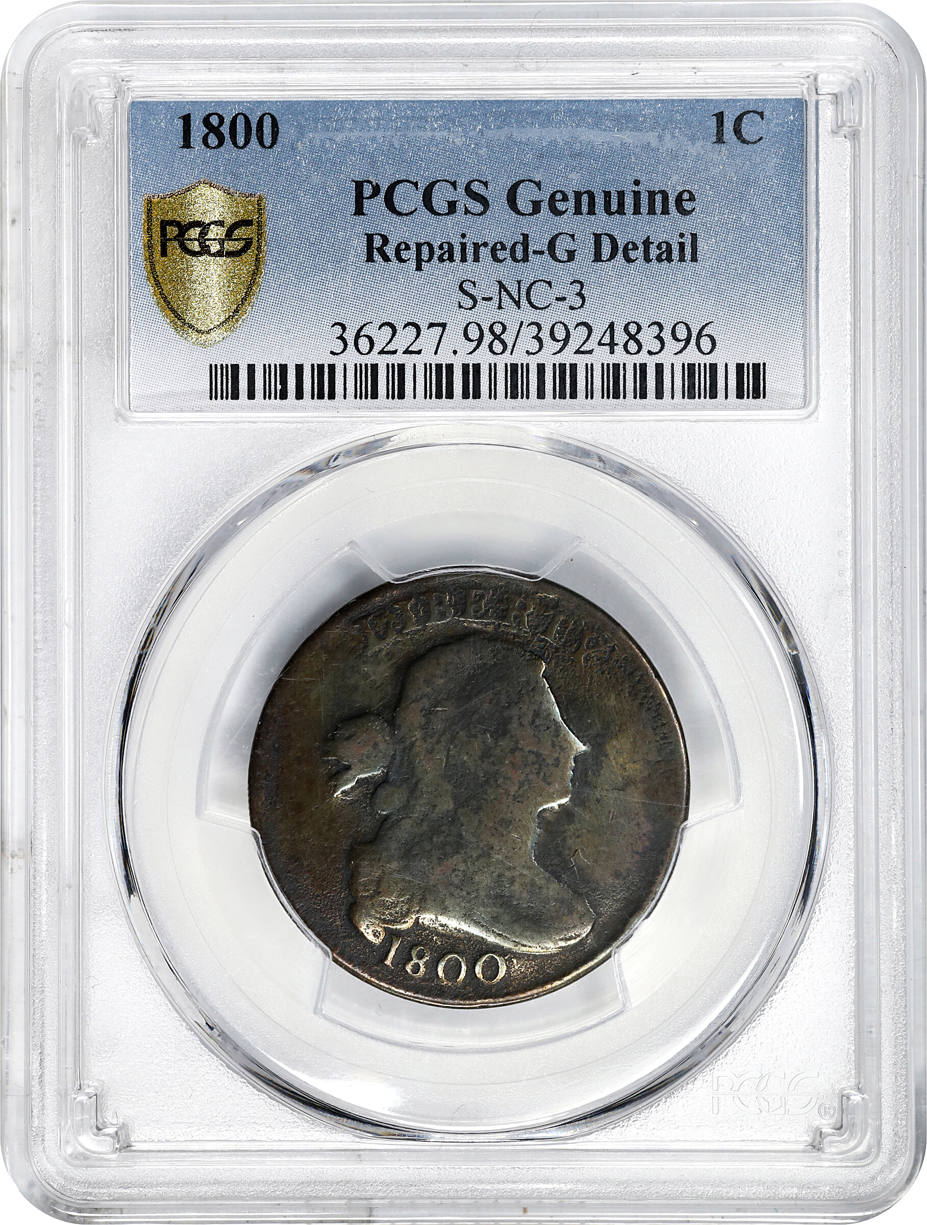 1800 1c Normal Date, S-NC-3 MS BN thumbnail 3