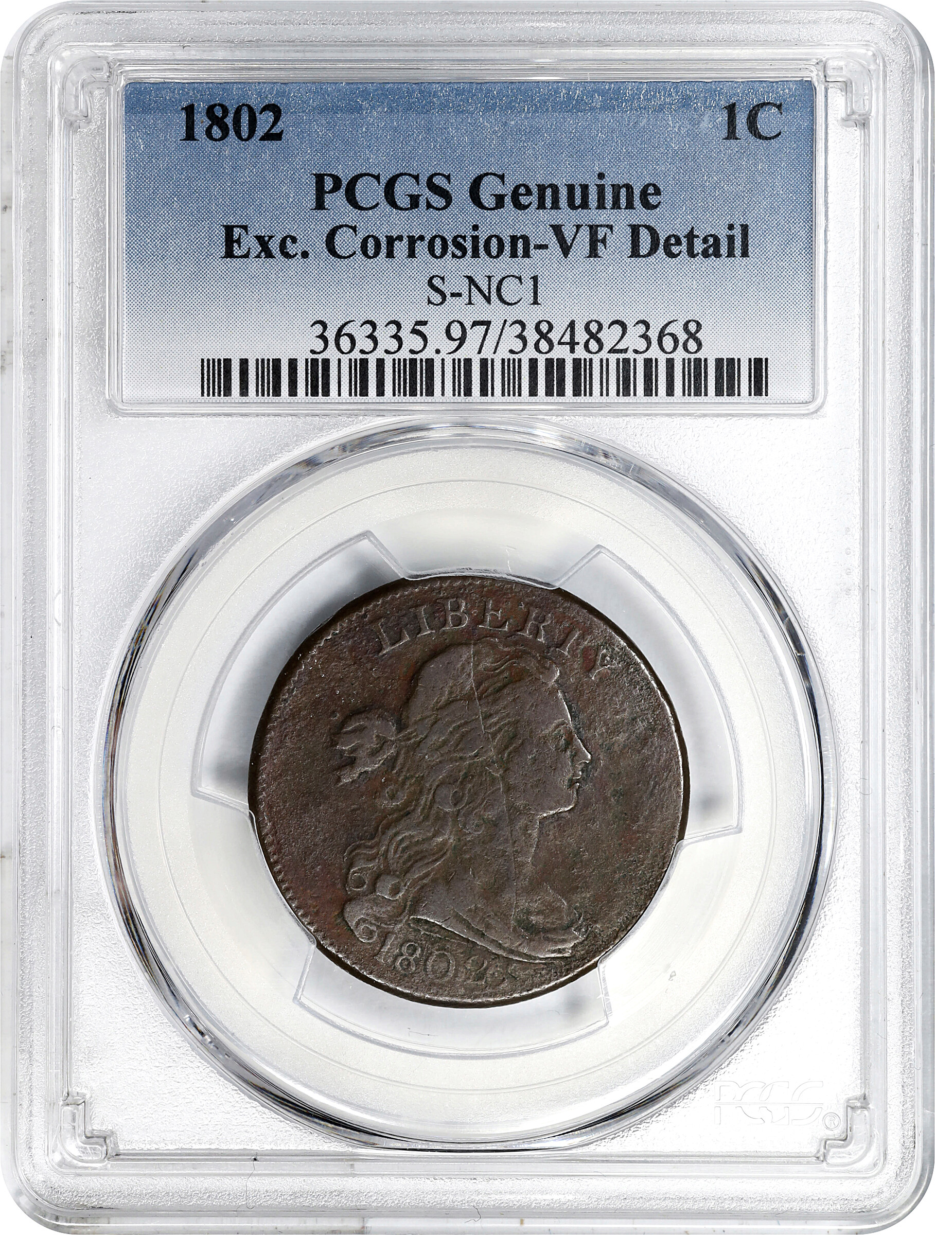 1802 1c Normal Reverse, S-NC-1 MS BN thumbnail 5