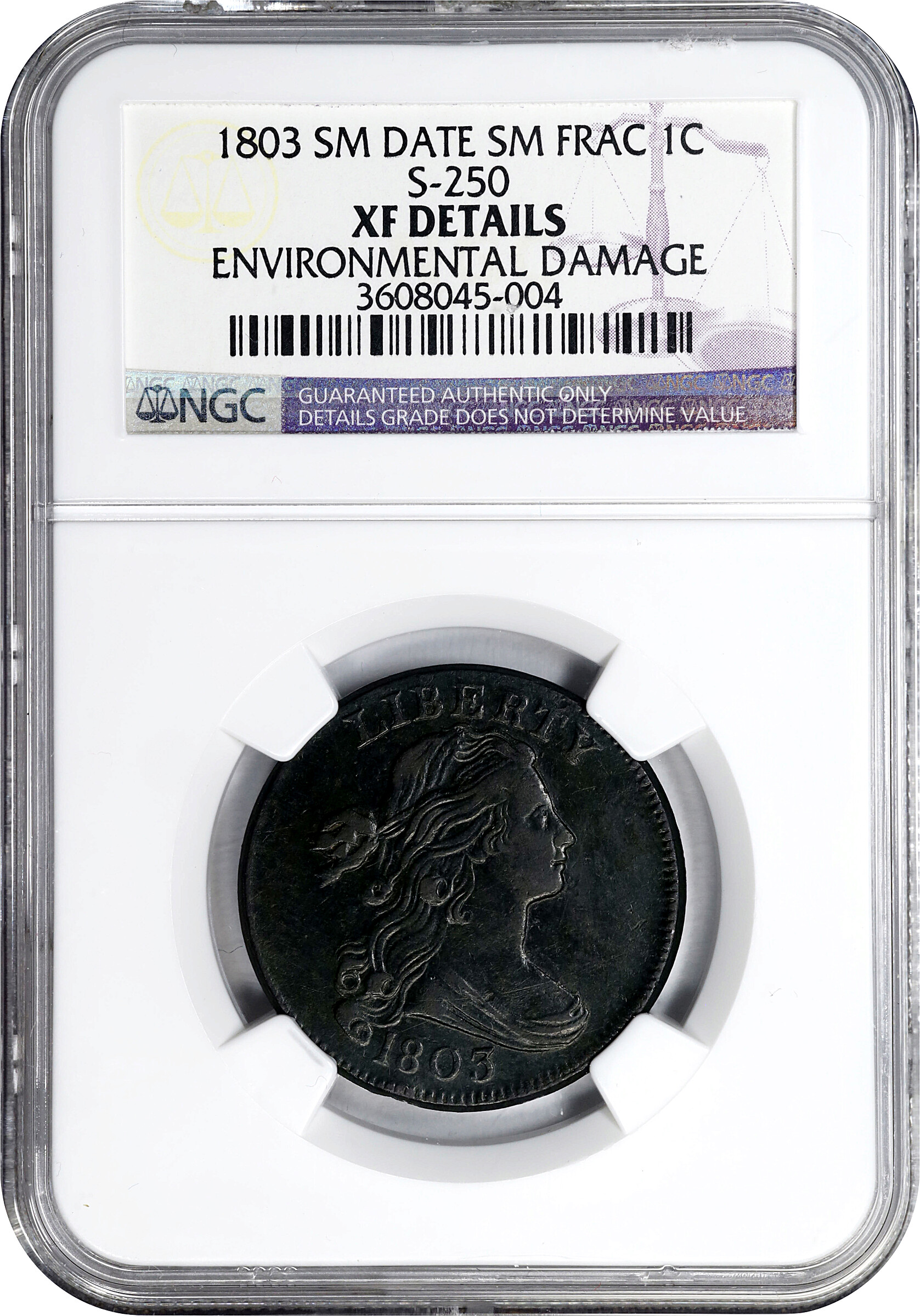 1803 1c Small Date, Small Fraction, S-250  MS BN thumbnail 10