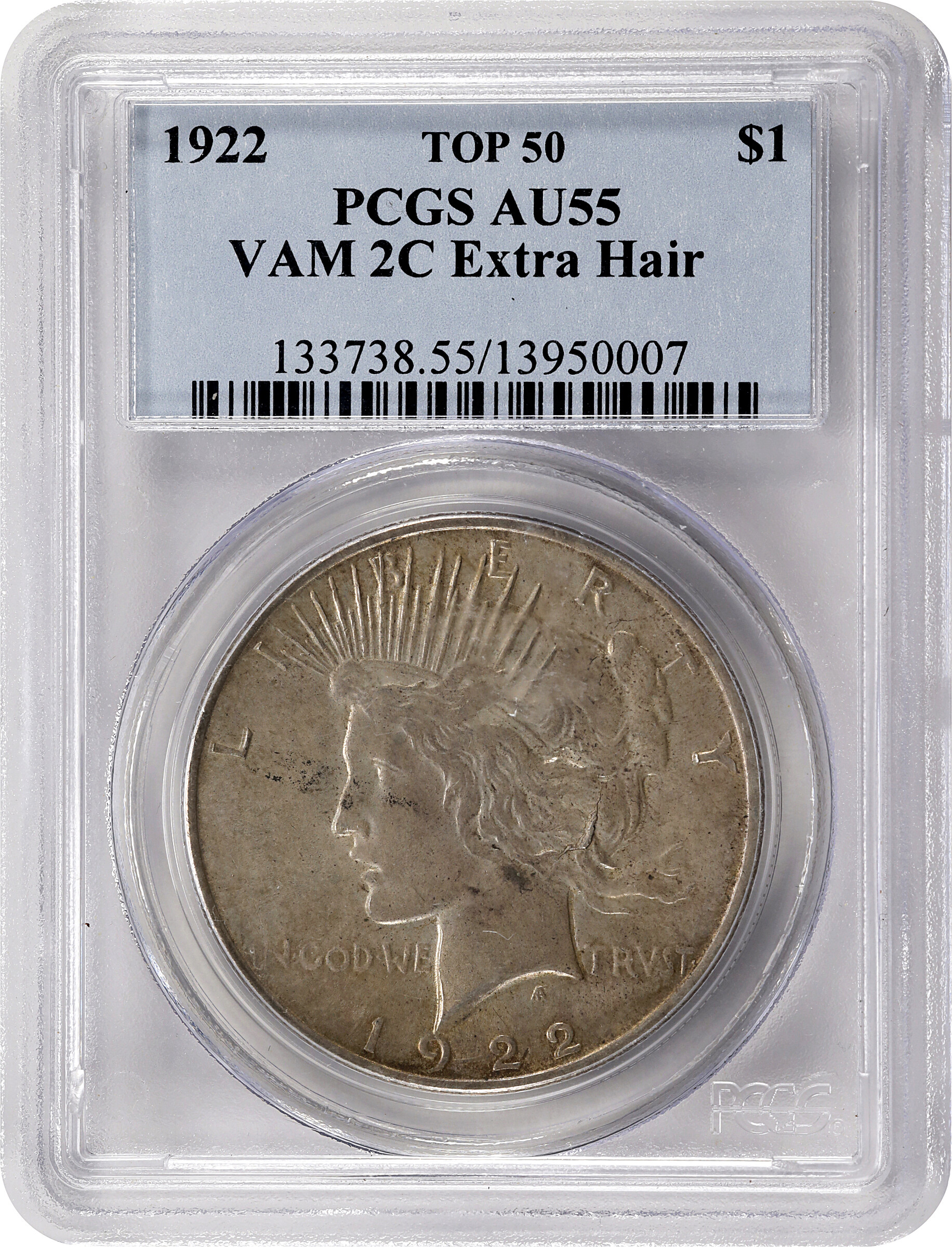 1922 $1  Extra Hair, VAM-2C1 AU55 thumbnail 3