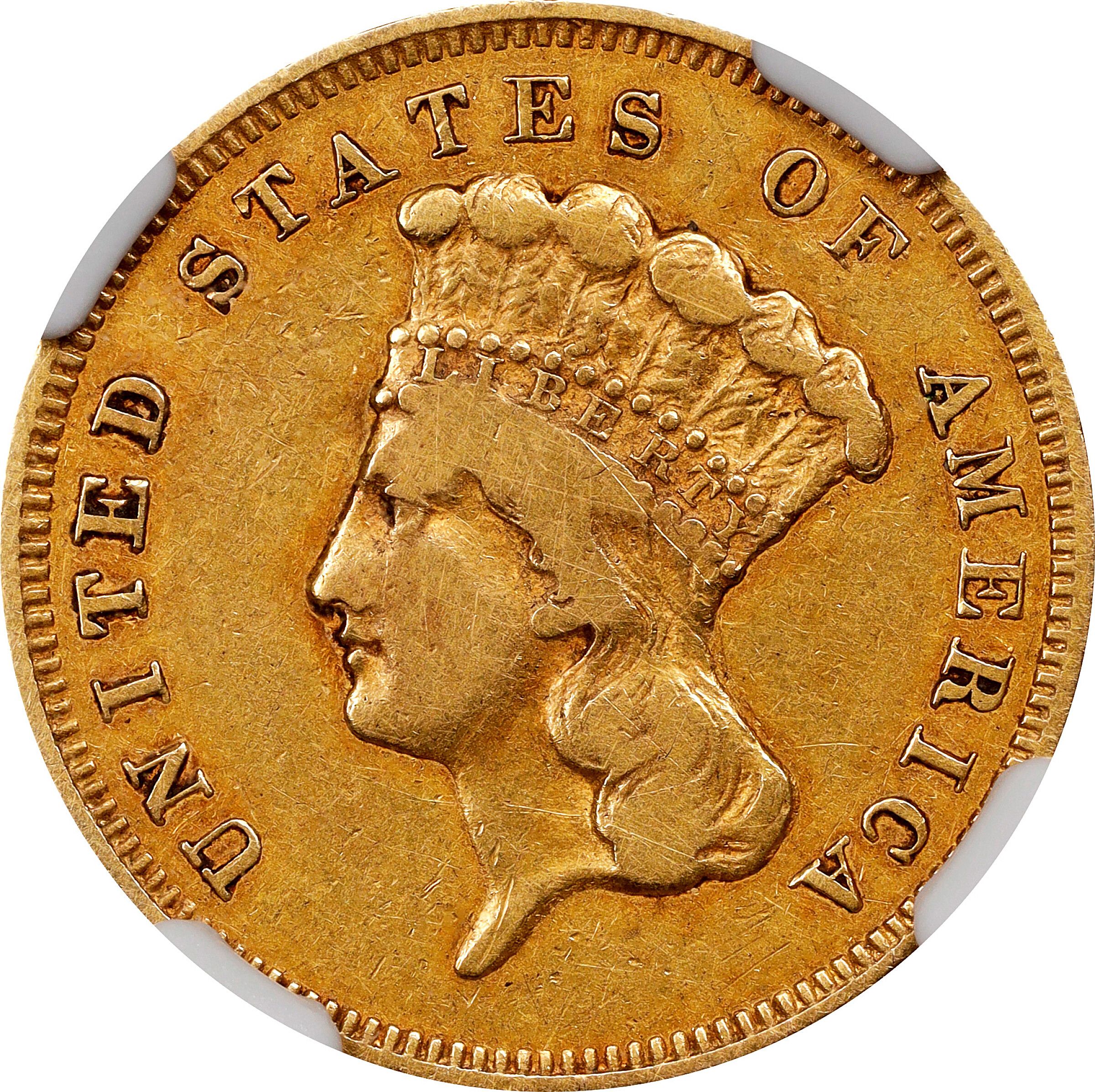 1855-S Three-Dollar Gold Piece. VF-30 (NGC).