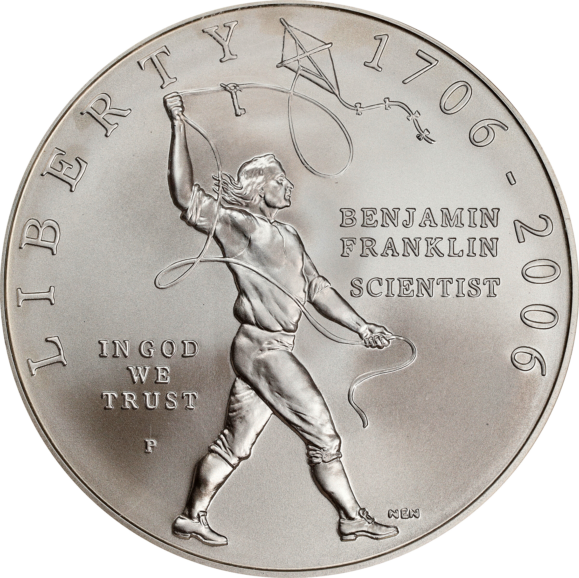 2006-P Benjamin Franklin Tercentenary/Scientist Silver Dollar. MS-70 (NGC).