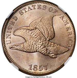 image for: 1857 1C Obverse of 1856, Snow-2, FS-401b, MS65 NGC. NGC Census: (3/0). PCGS Population: (7/0). CDN: $3,080 Whsle. Bid for N...