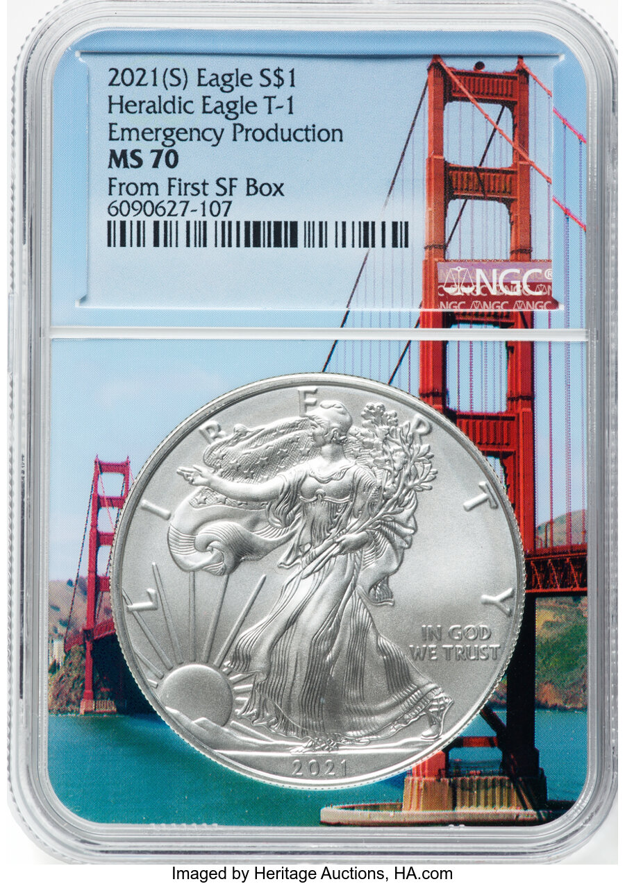2021 S Silver Eagle, Type 1 One dollar Emergency San Francisco