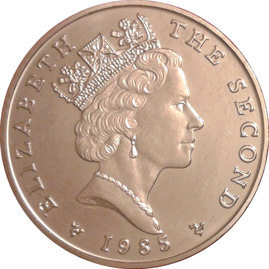 1985 £5 Schön# 178.1; stylized triskelion privy mark MS