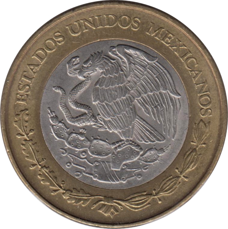 2000-Mo 20P Type A3, Octavio Paz, Bi-metallic, KM-638 MS