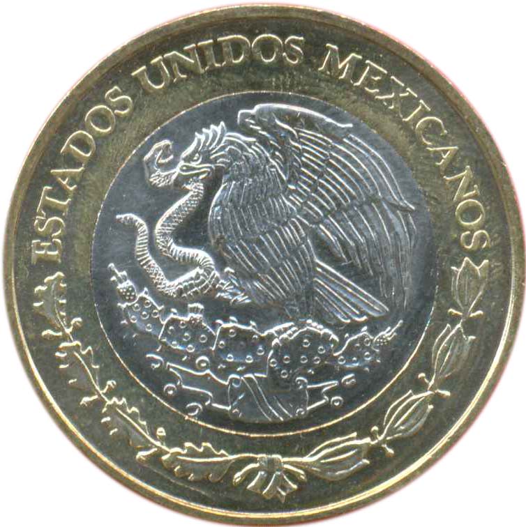 2010-Mo 20P Type A4, Octavio Paz, Bi-metallic, KM-943 MS